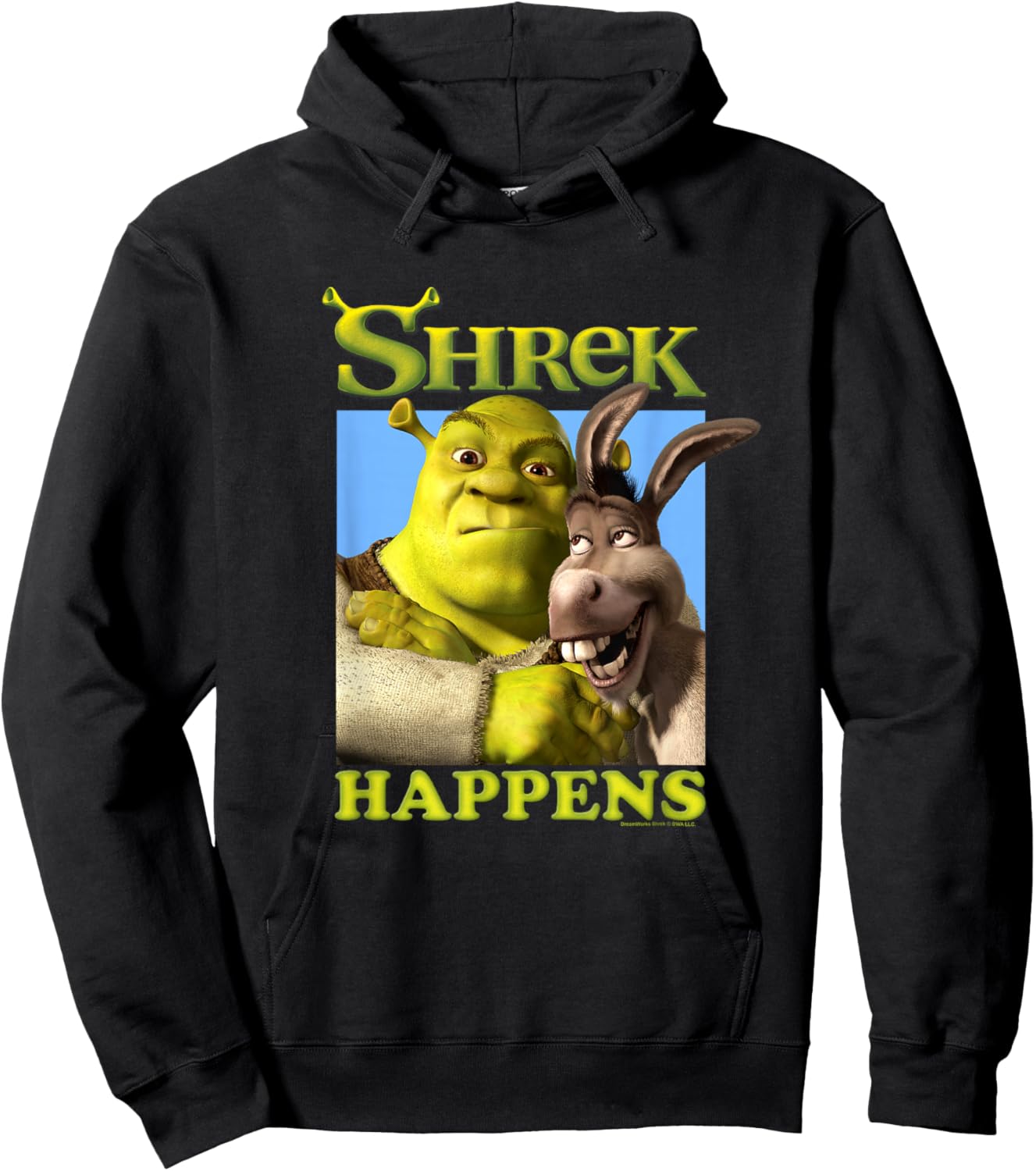 Shrek Happens Donkey Shrek Best Friends Big Chest Poster Hoodie - Hoodie | Black