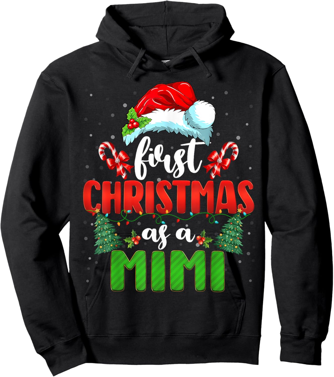 Announcement First Christmas As A Mimi New Mimi Family Xmas Hoodie - Hoodie | Black