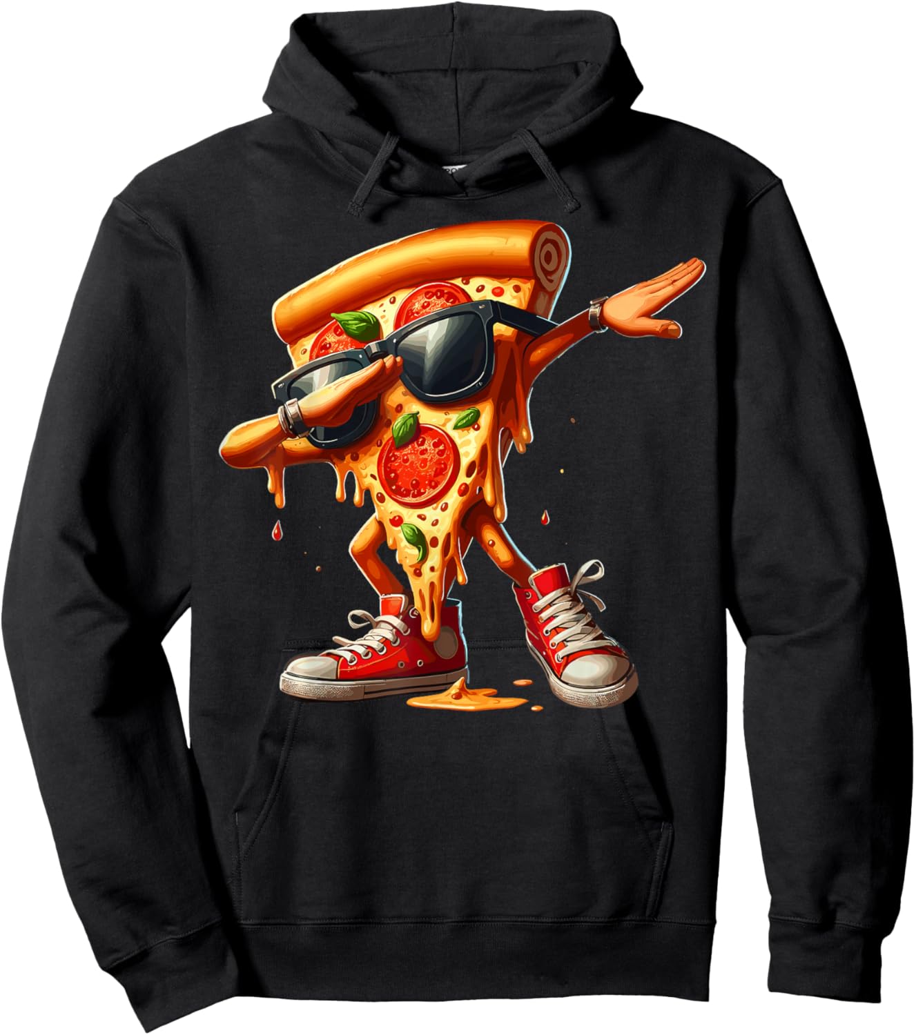 Cool Dabbing Pizza Design For Boys Girls Kids Pizza Lover Hoodie - Hoodie | Black