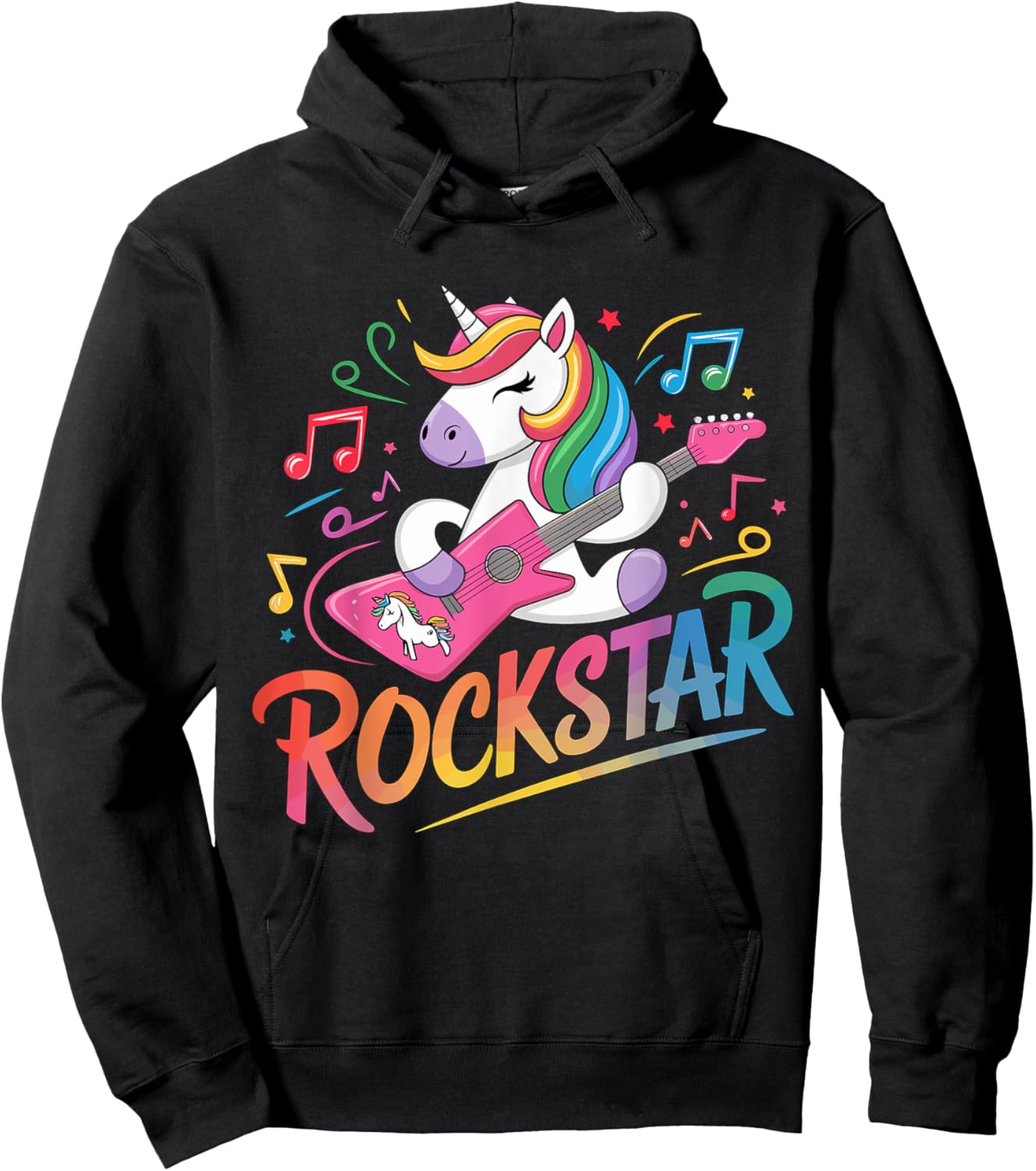 Rockstar Unicorn Guitar Guitarist Hoodie - Hoodie | Black