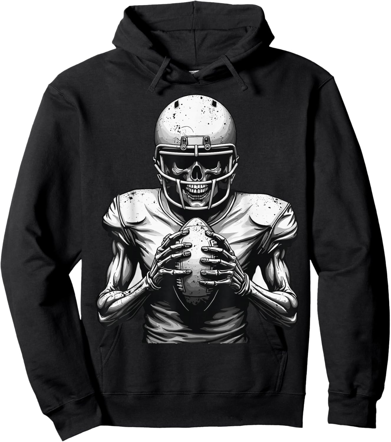 Halloween Skeleton Football Player Spooky Sports Graphic Hoodie - Hoodie | Black
