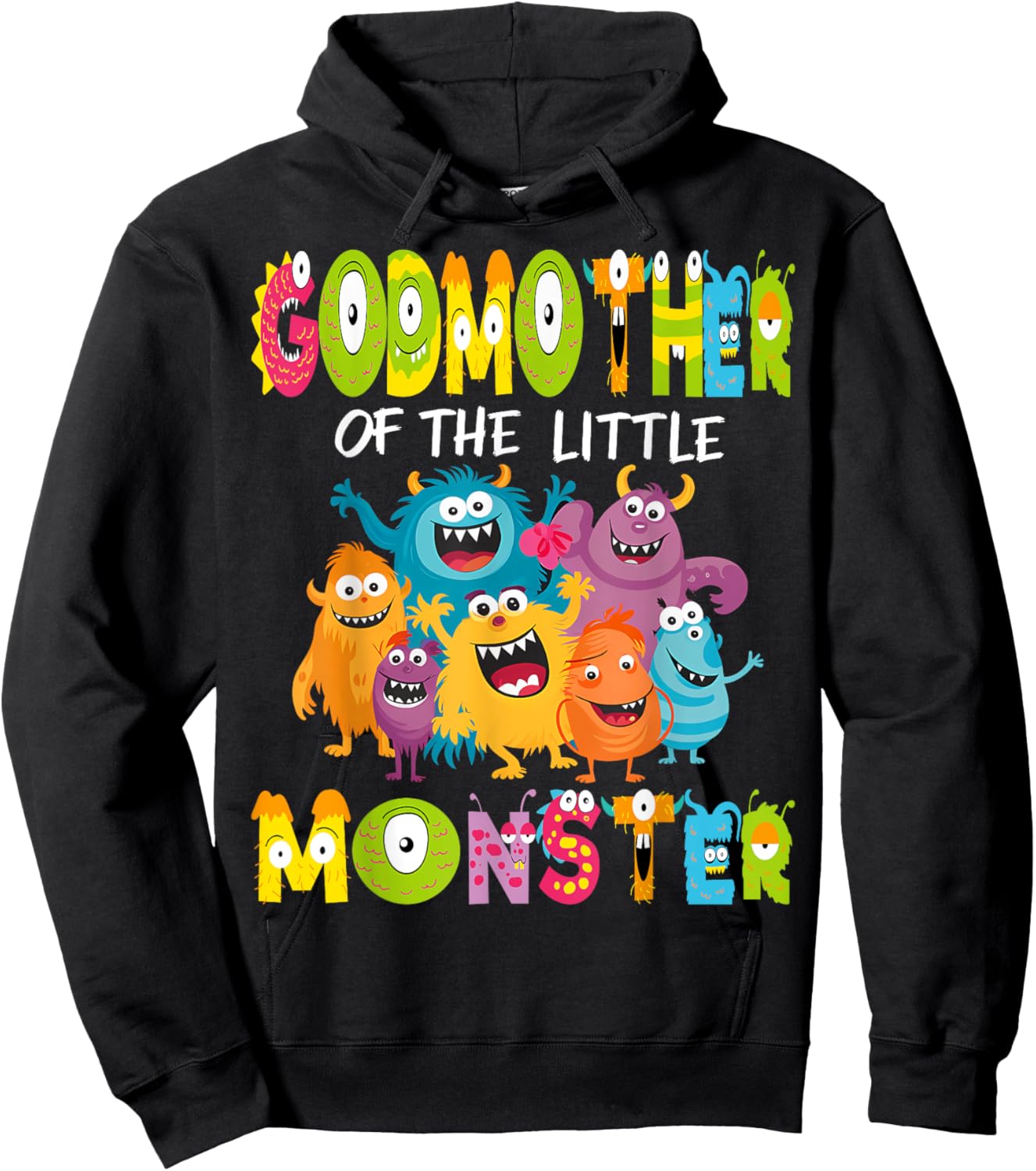 GodMother Of The Little Monster 1St Birthday Kids Party Hoodie - Hoodie | Black