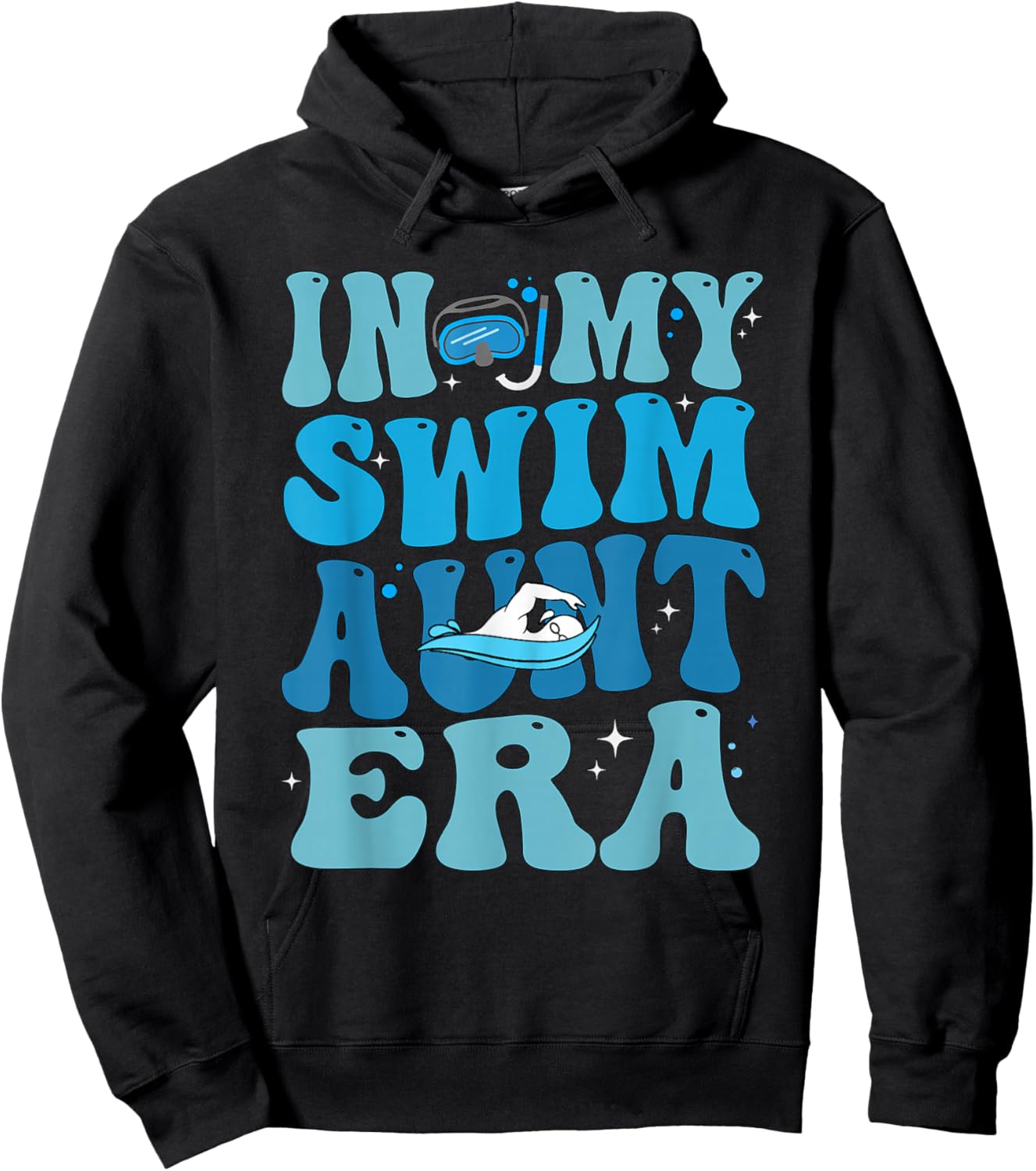 Groovy In My Swim Aunt Era Swim Aunt Funny Retro Hoodie - Hoodie | Black