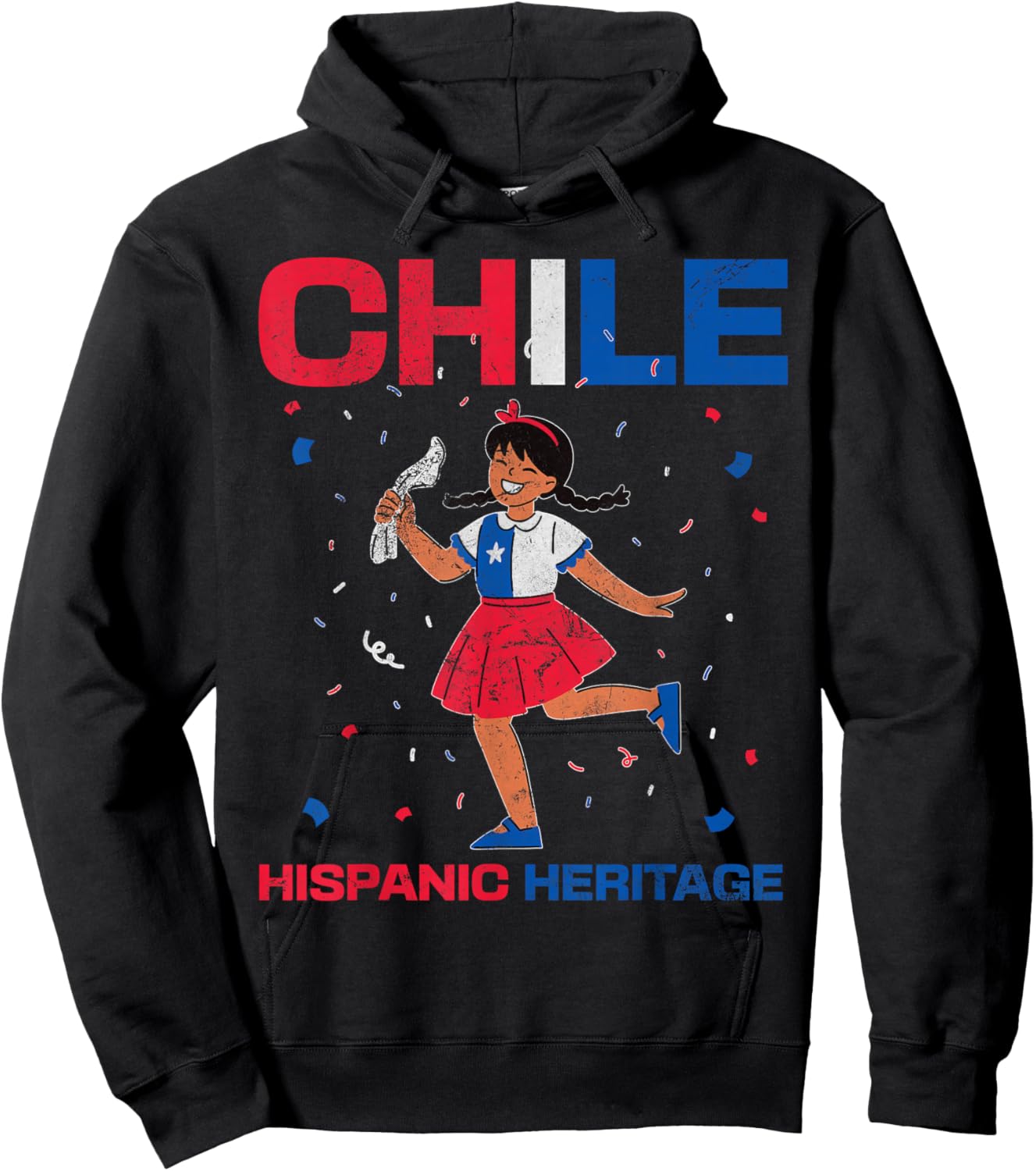 Chile Hispanic Heritage Chile Flag Chilean Girls Distressed Hoodie - Hoodie | Black