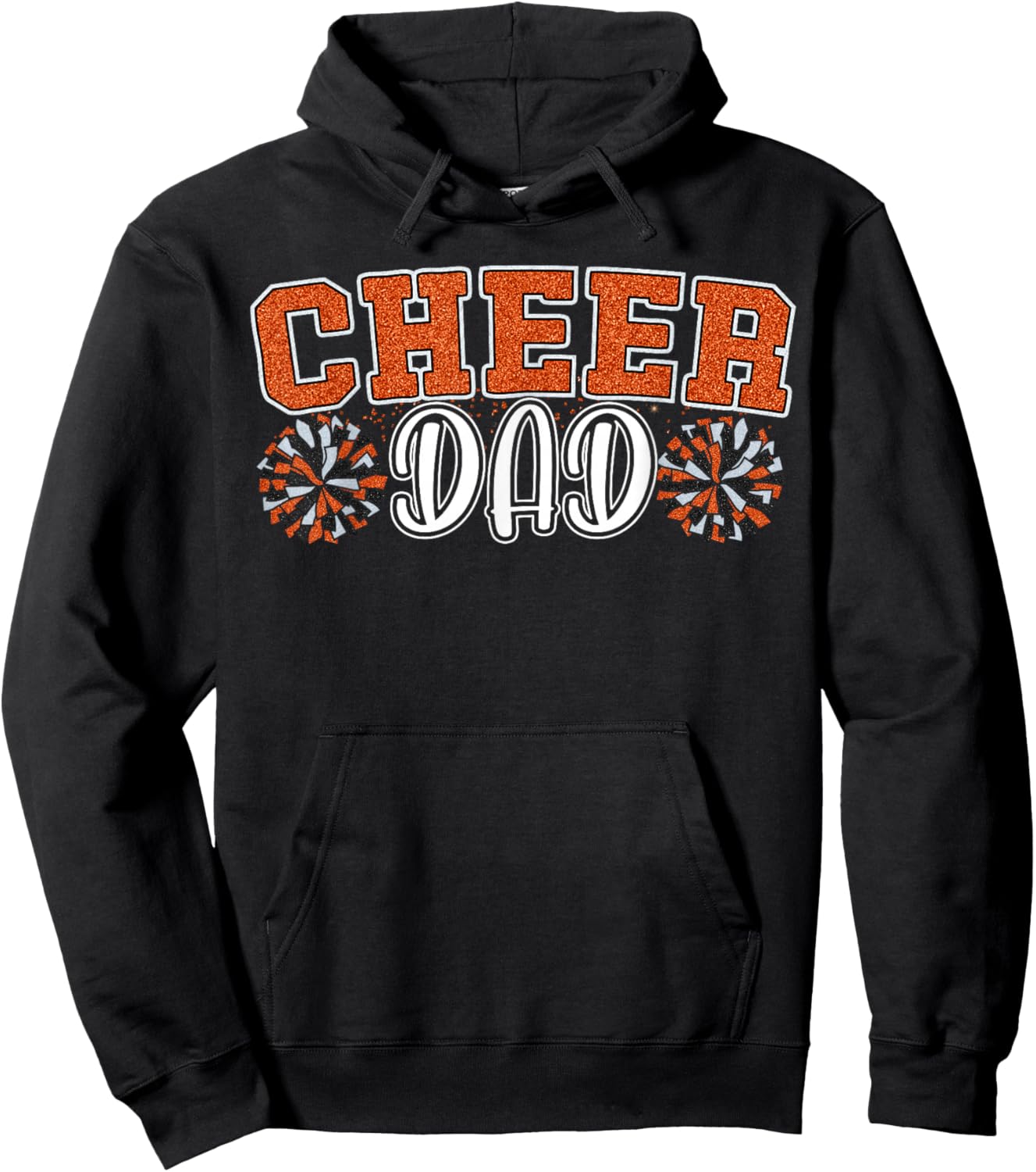 Proud Cheer Dad My Favorite Cheerleader Calls Me Dad Orange Hoodie - Hoodie | Black