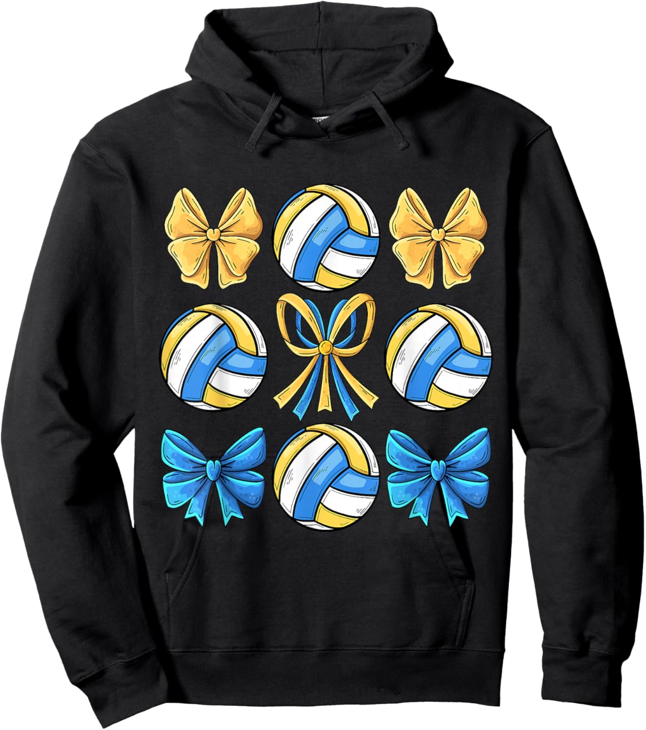 Volleyball Girls Toddler Kids Coquette Bow Volleyball Lover Hoodie - Hoodie | Black