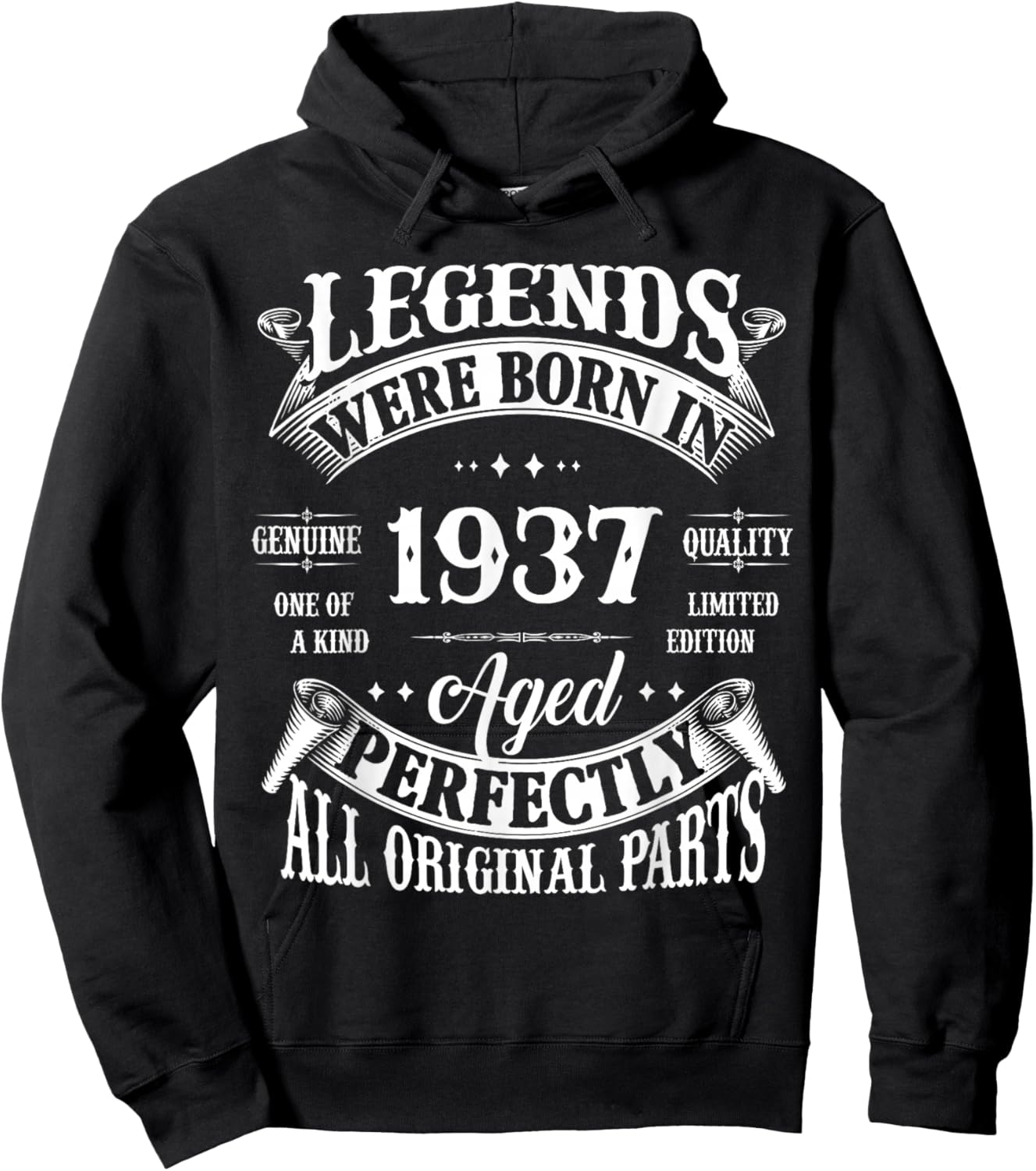 Vintage Legend Born In 1937 88th Birthday 88 Years Old Hoodie - Hoodie | Black