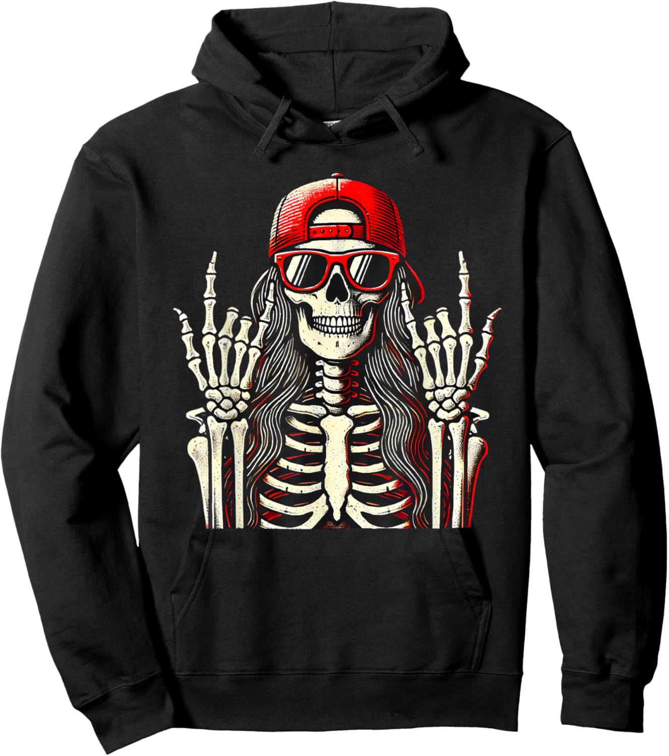 Rock'n Roll Girl, Skeleton Rocker Cool Punk Rock, Rock Music Hoodie - Hoodie | Black