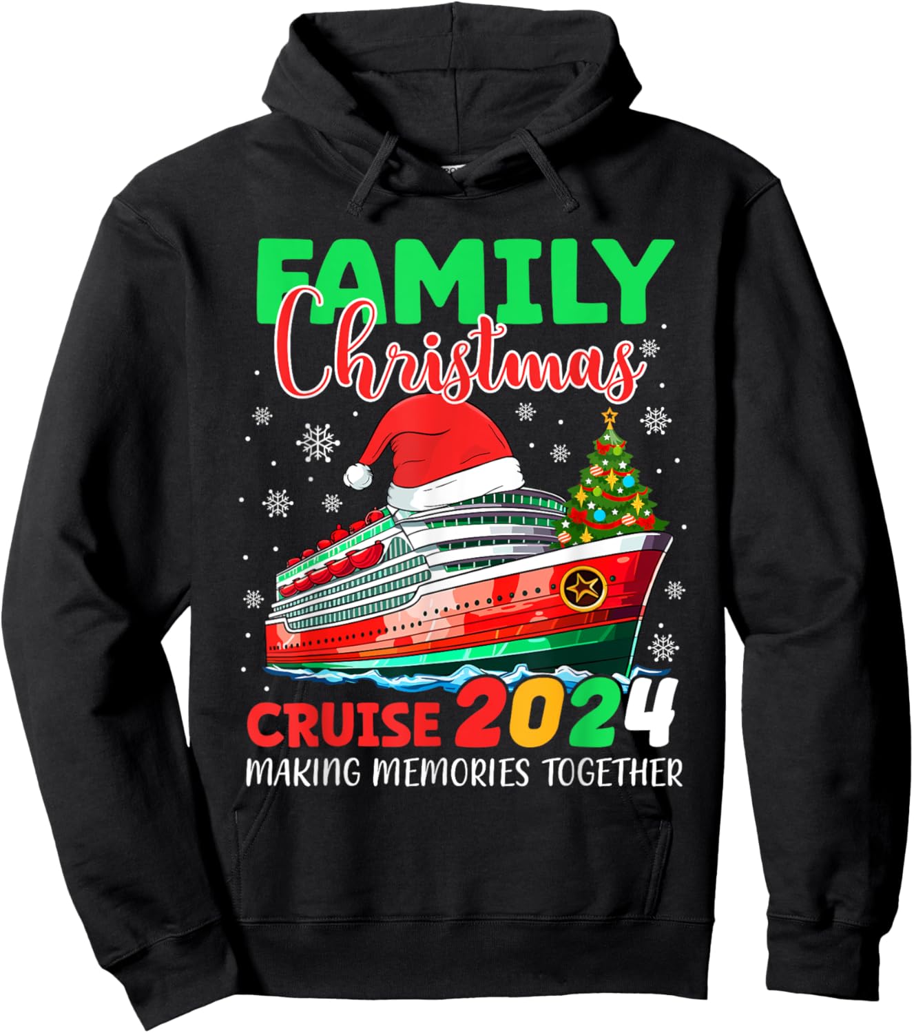 Family Christmas Cruise 2024 Squad Crew Xmas Cruising Lover Hoodie - Hoodie | Black
