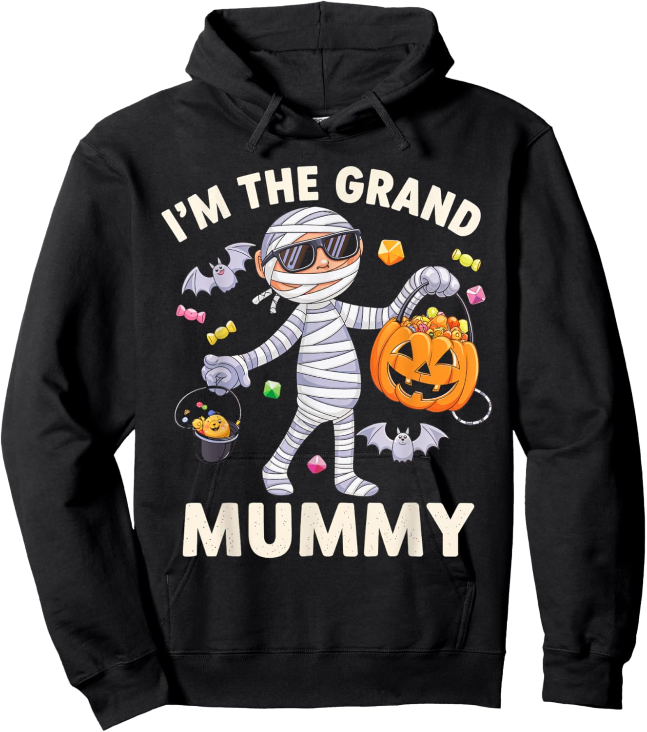I'm The Grand Mummy Halloween Costume Mummy Candy Hoodie - Hoodie | Black