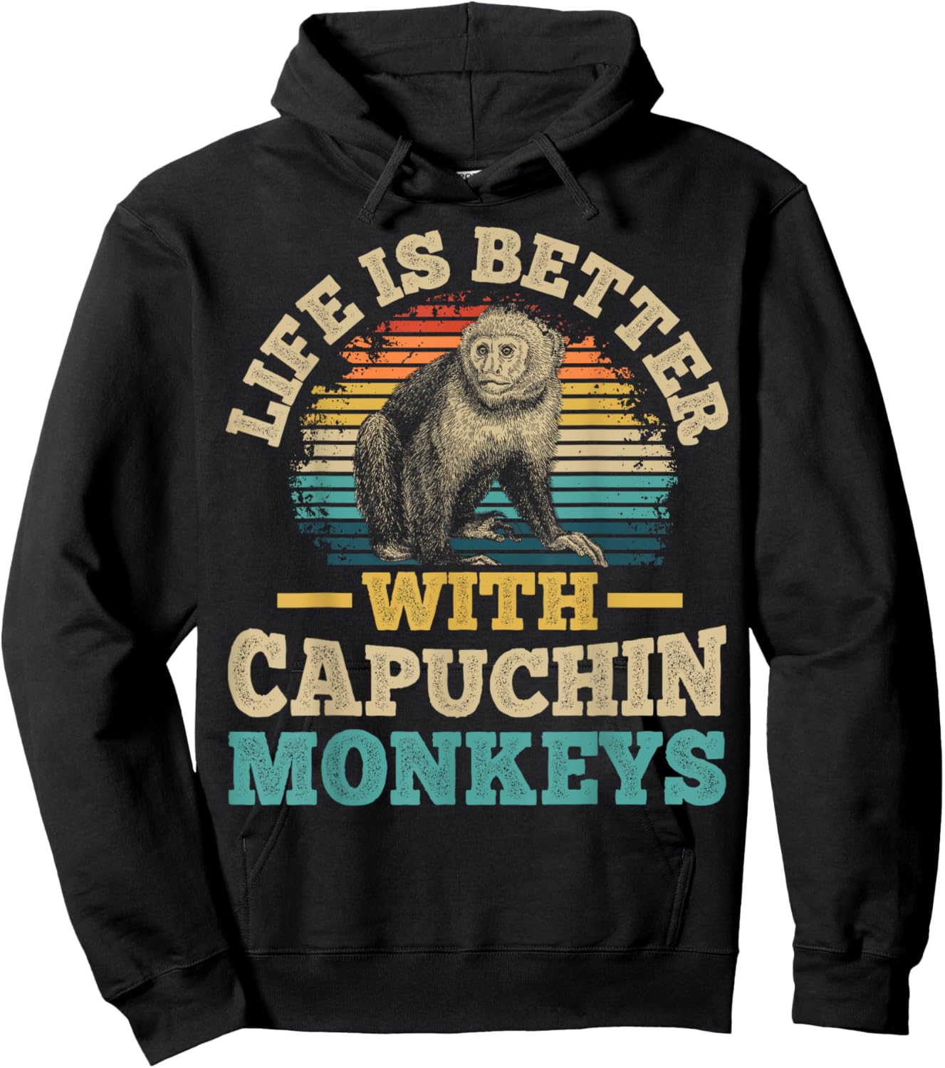 Monkey and Capuchin Monkey Design for a Capuchin Monkey fan Hoodie - Hoodie | Black