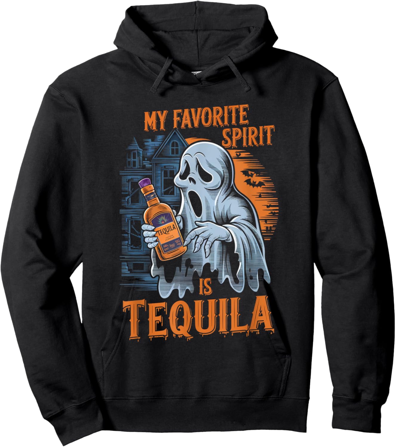 My Favorite Spirit Is Tequila Ghost Halloween Tequila Hoodie - Hoodie | Black