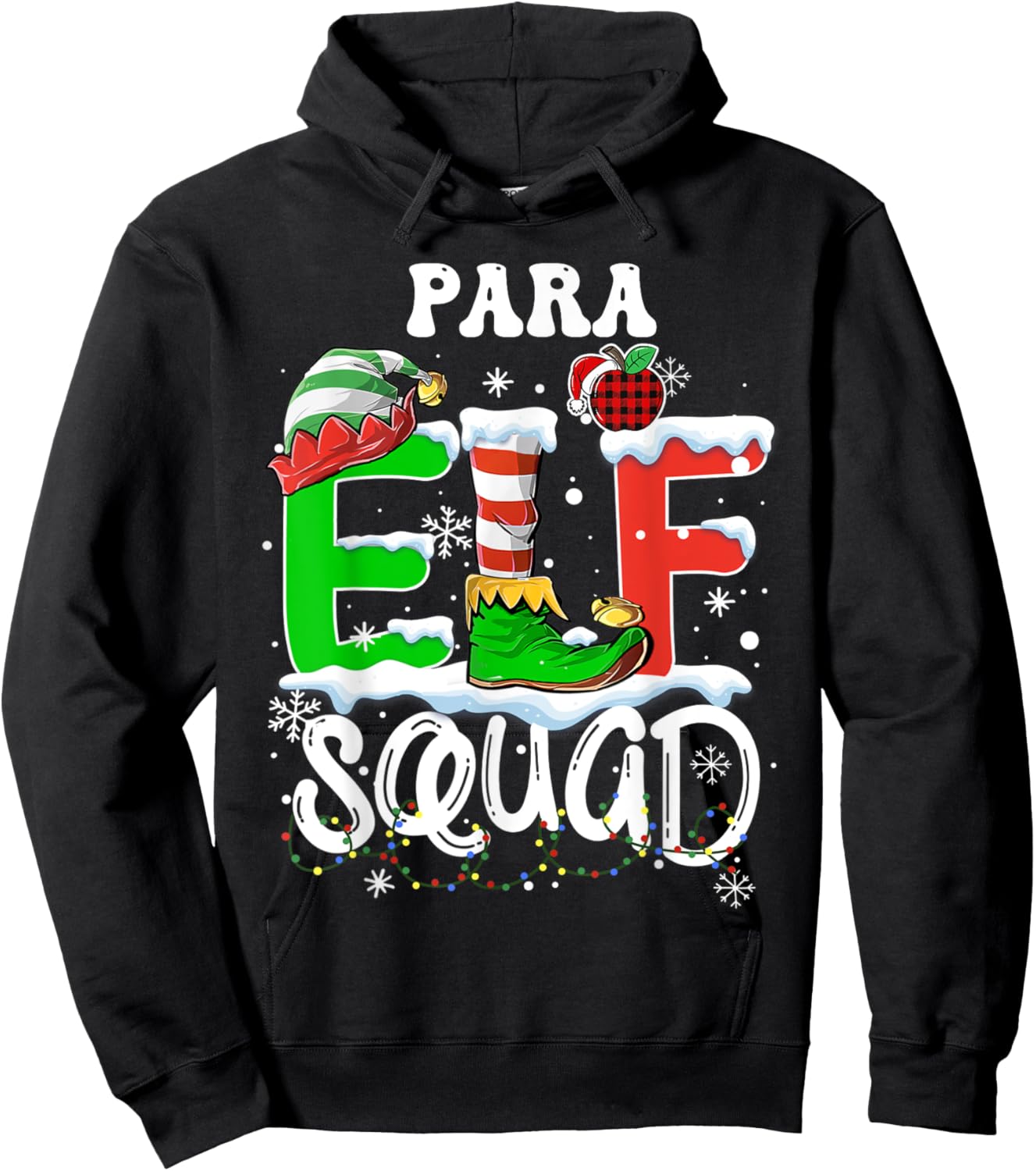 Para ELF Squad Funny Christmas ELF Kids Teacher Group Hoodie - Hoodie | Black
