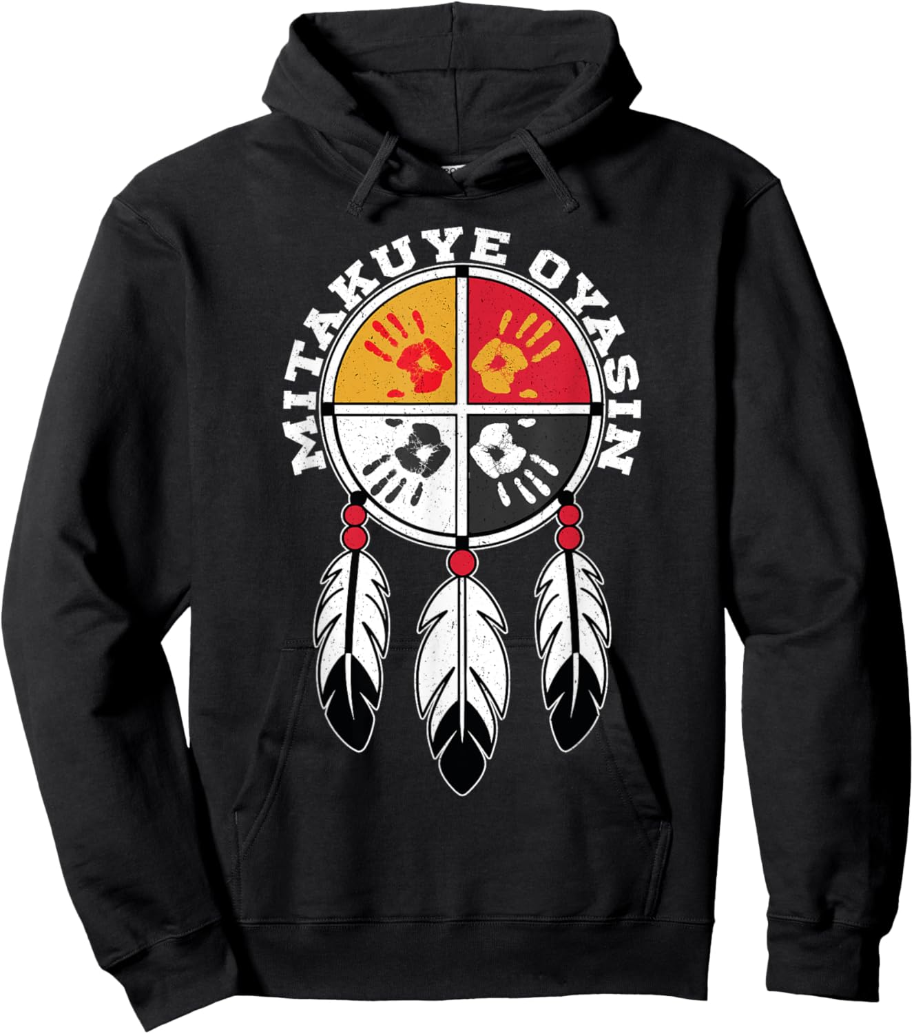 Mitakuye Oyasin Native American indigenous Medicine Wheel Hoodie - Hoodie | Black