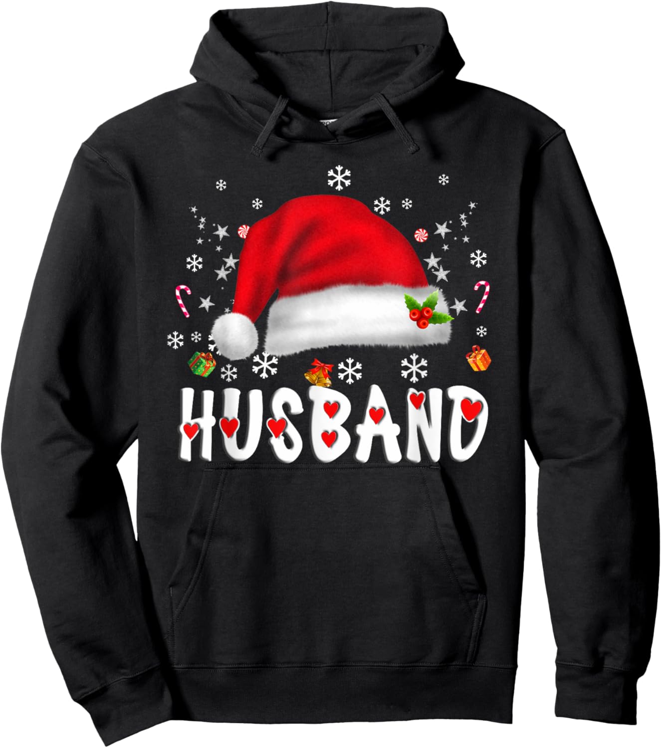 Husband Santa Christmas Family Matching Pajamas Xmas Hoodie - Hoodie | Black