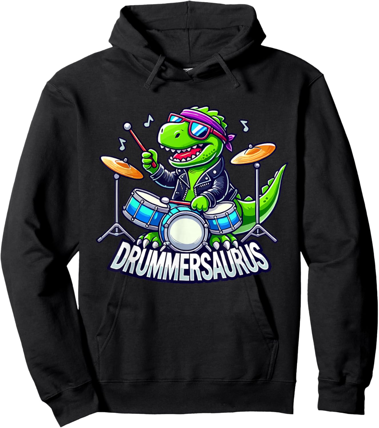 Drummer Drums | Drummersaurus, Funny Dinosaur, Boy, Musician Hoodie - Hoodie | Black