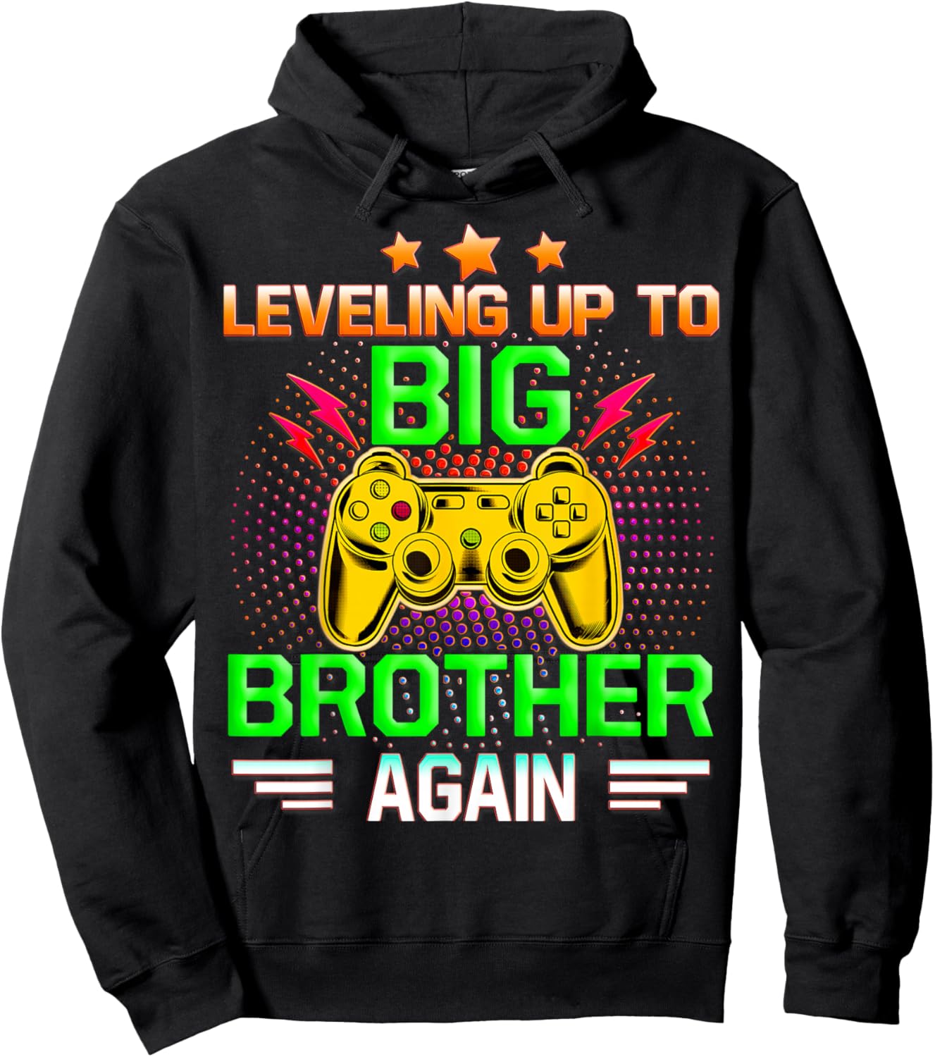 Funny Leveling Up To Big Brother Again Big Bro Gaming Gifts Hoodie - Hoodie | Black