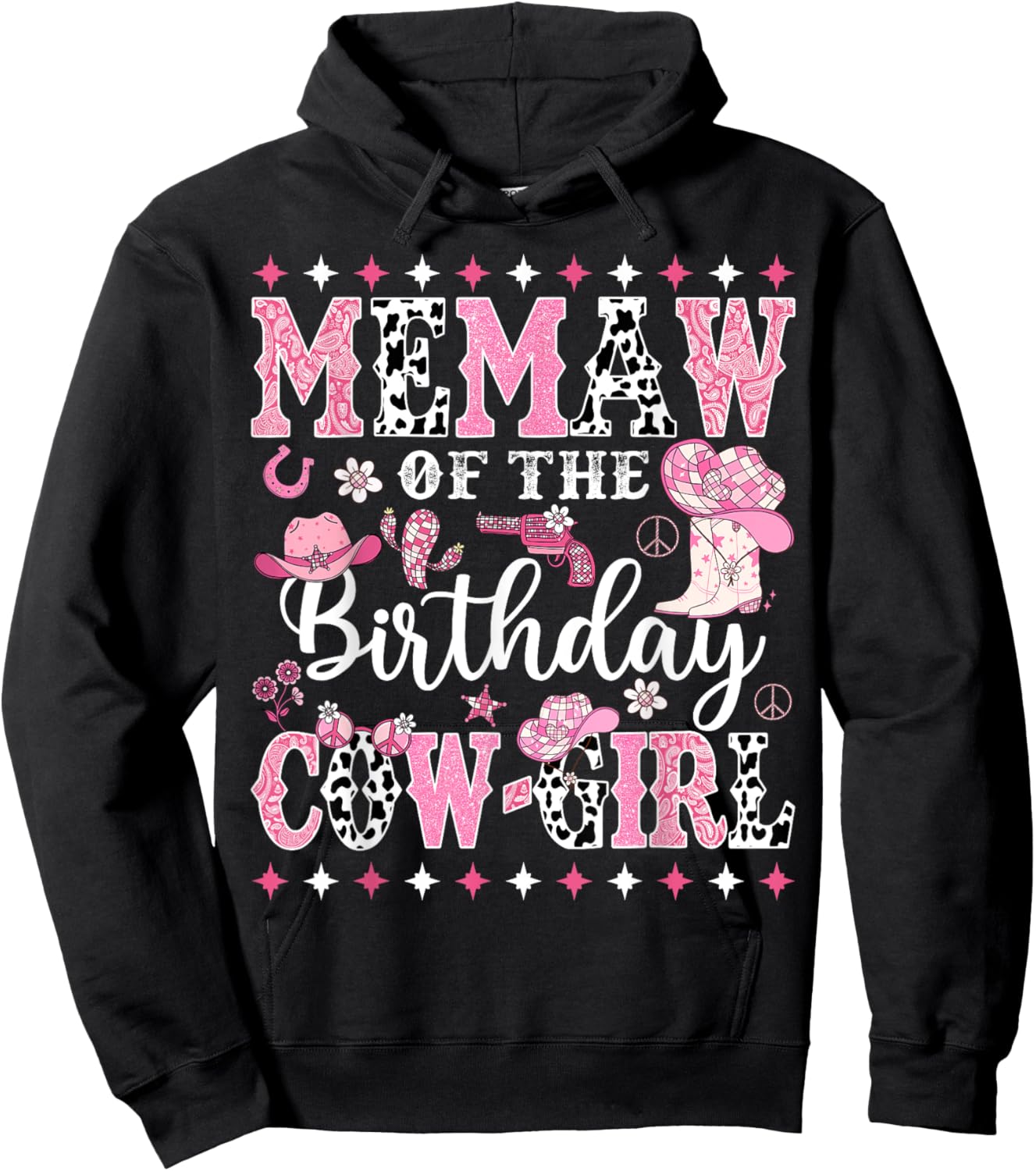 Memaw Of The Birthday CowGirl Rodeo CowGirl Birthday Hoodie - Hoodie | Black