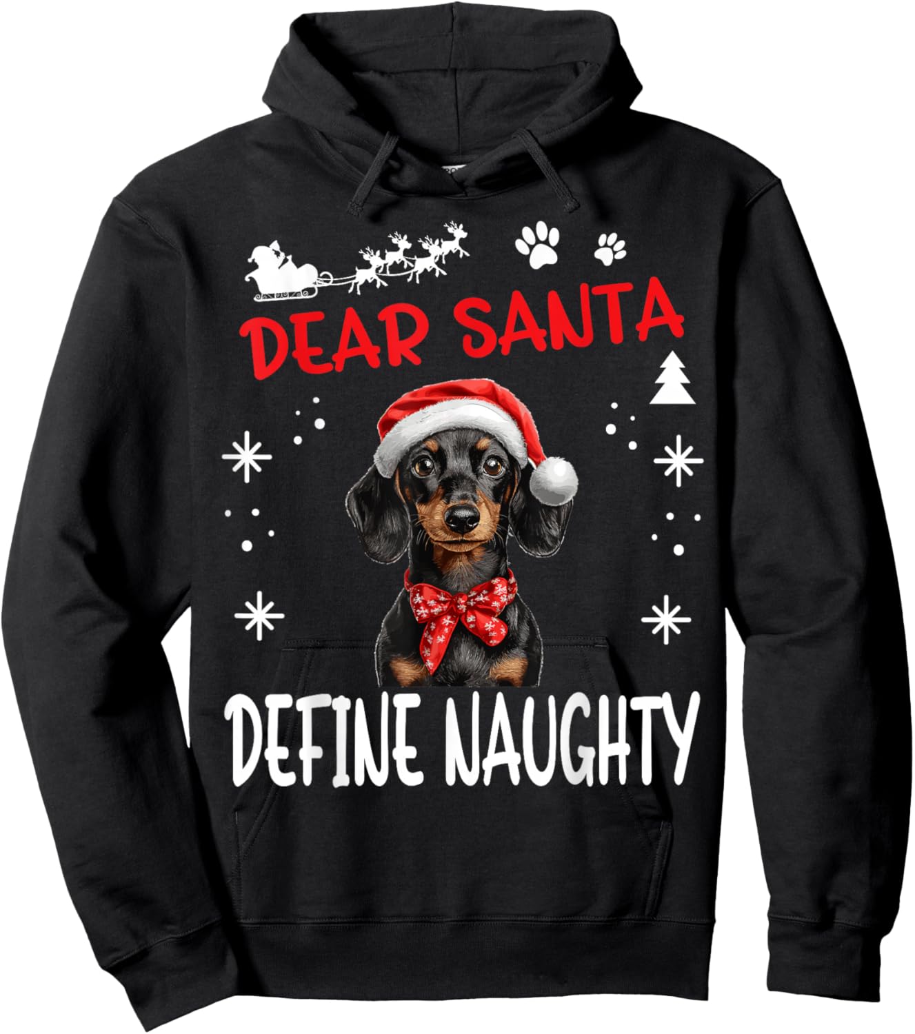 Cute Dachshund Wiener Doxie dog Dog Christmas Dear Santa Hoodie - Hoodie | Black