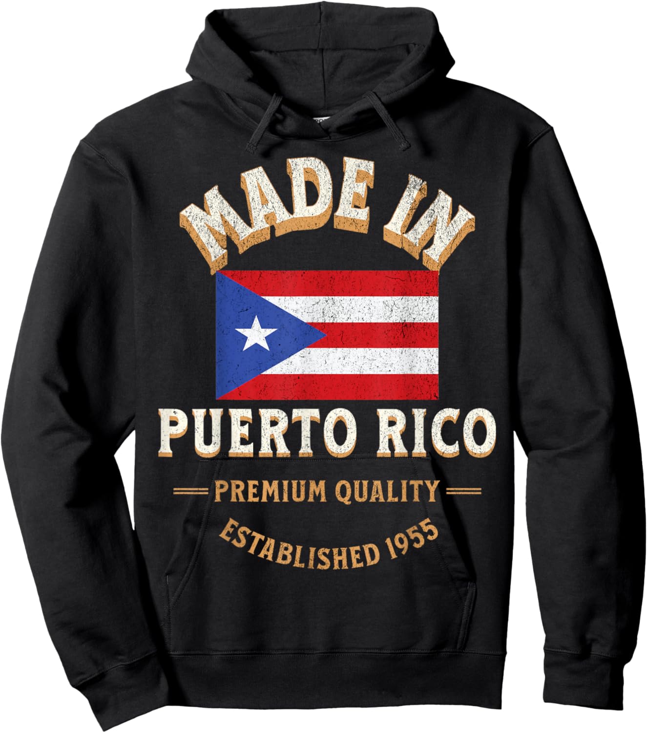 Made In Puerto Rico 1955 Premium Quality Puerto Rican Flag Hoodie - Hoodie | Black