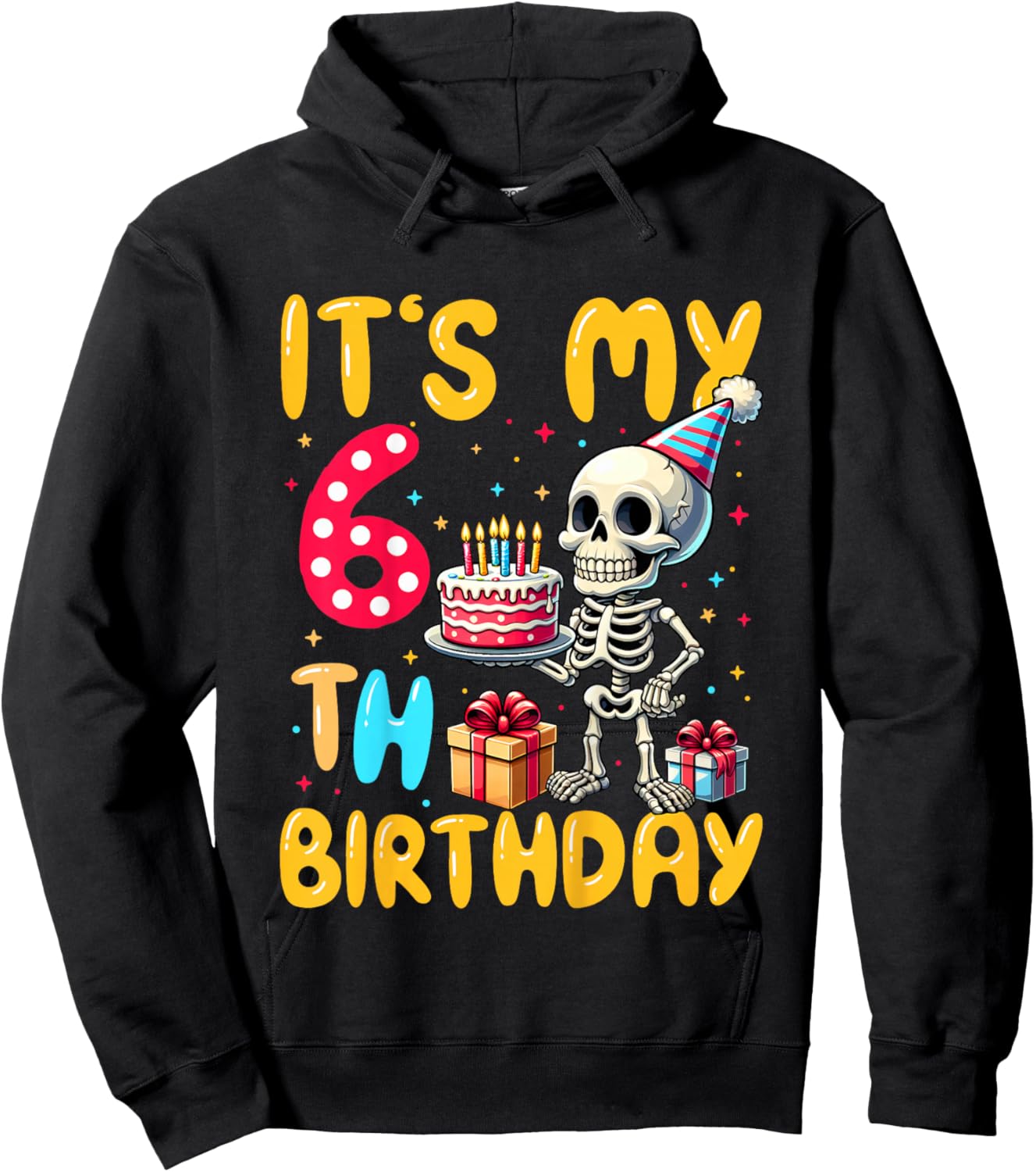 It's My 6th Birthday Halloween Skeleton 6 Years Old B-day Hoodie - Hoodie | Black