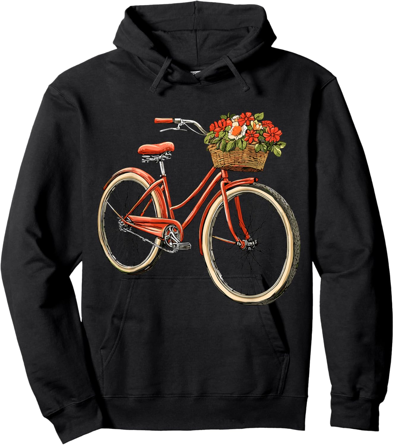 Bicycle with Basket of Flowers, Cyclist Hoodie - Hoodie | Black