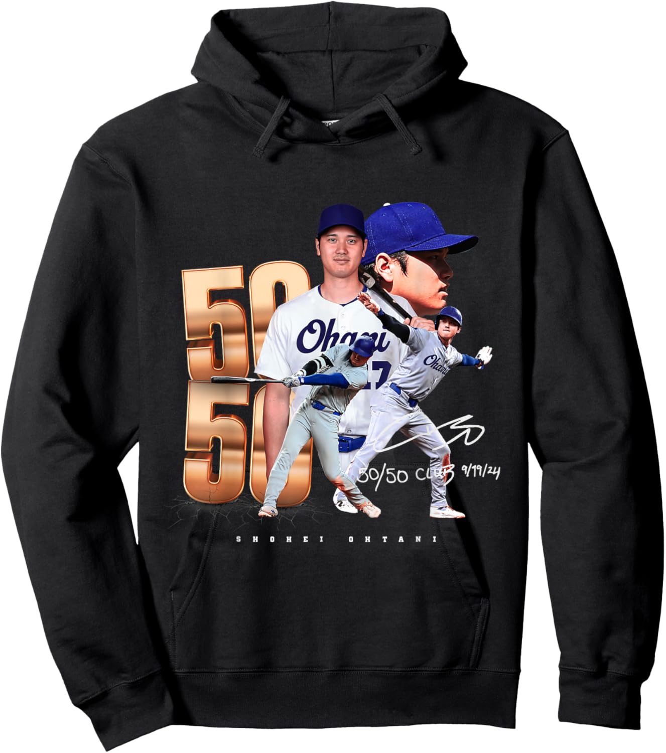 Shohei Ohtani | 50/50 Club | Los Angeles Baseball MLB Player Hoodie - Hoodie | Black