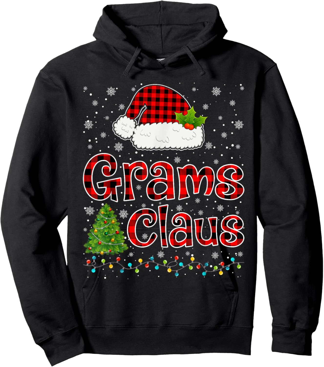 Funny Grams Claus Christmas Lights Xmas Pajama Family Hoodie - Hoodie | Black