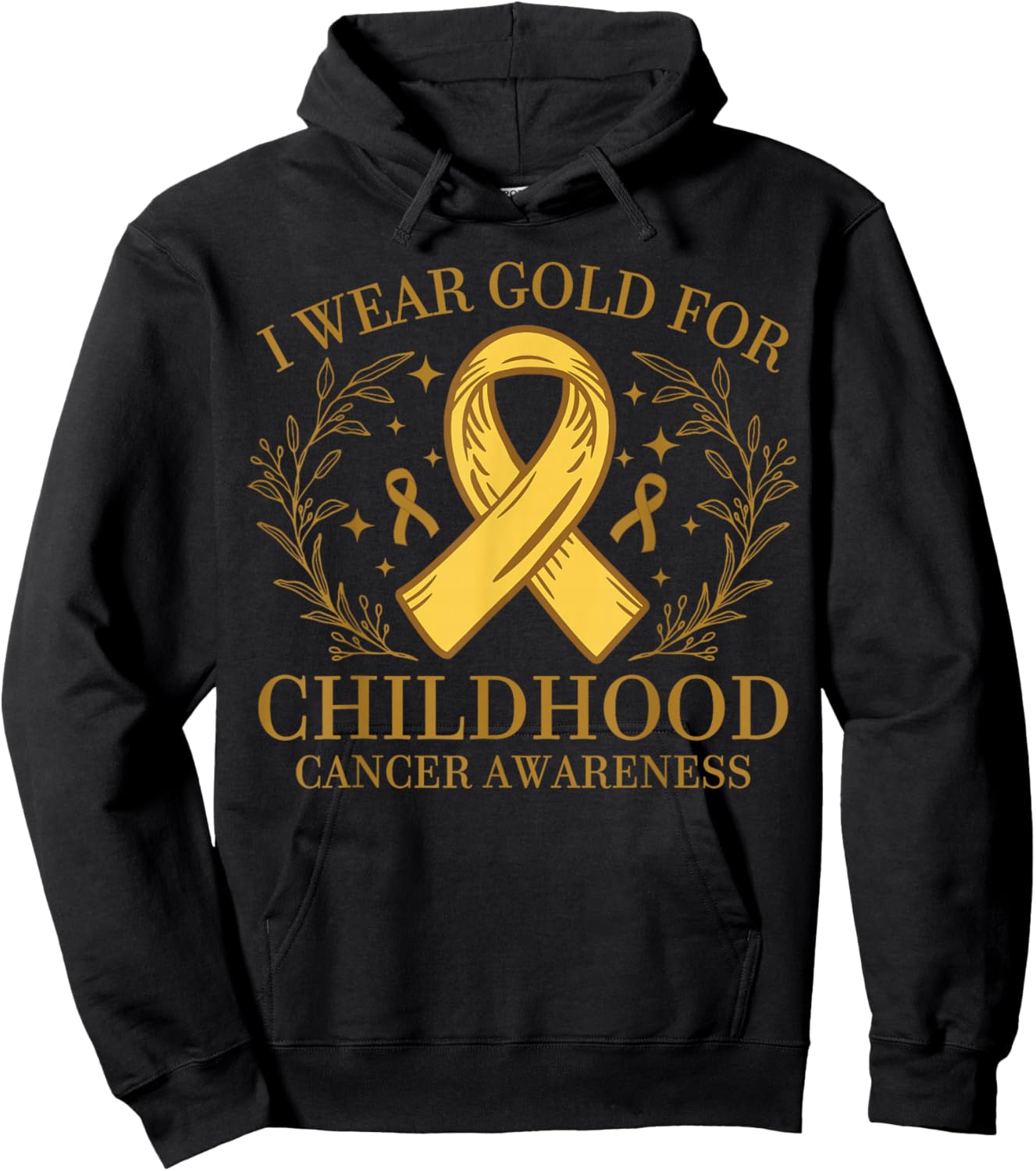 Yellow Support Ribbon For Childhood Cancer Awareness Hoodie - Hoodie | Black