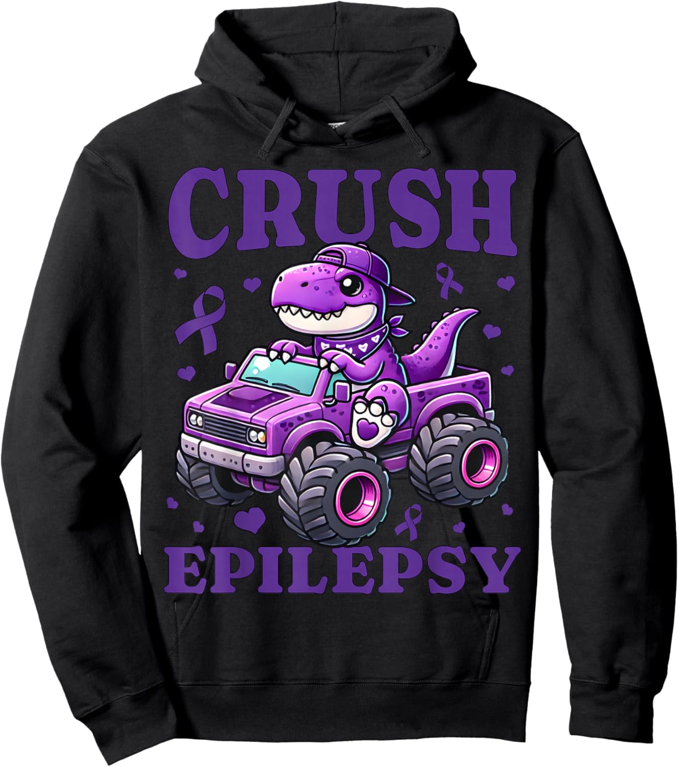 Crush Epilepsy Awareness For Kids Boys Girls Monster Truck Hoodie - Hoodie | Black