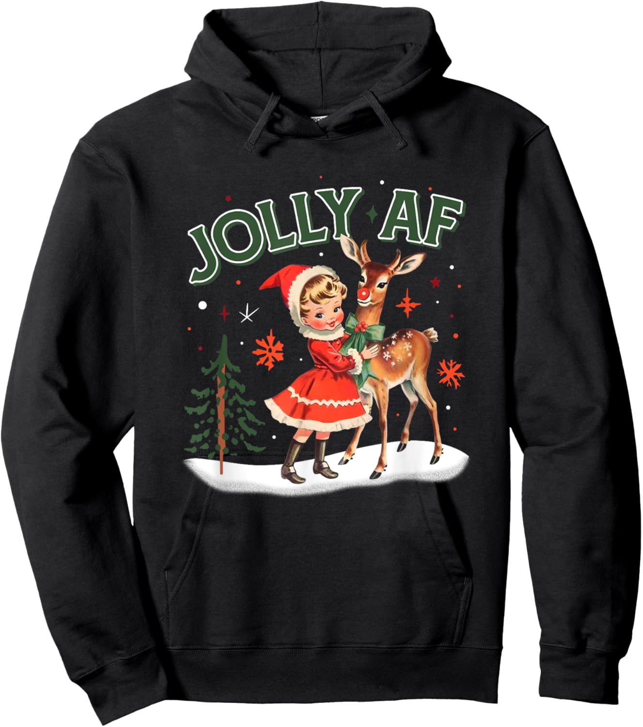 Funny Christmas Jolly AF , Women Hoodie - Hoodie | Black