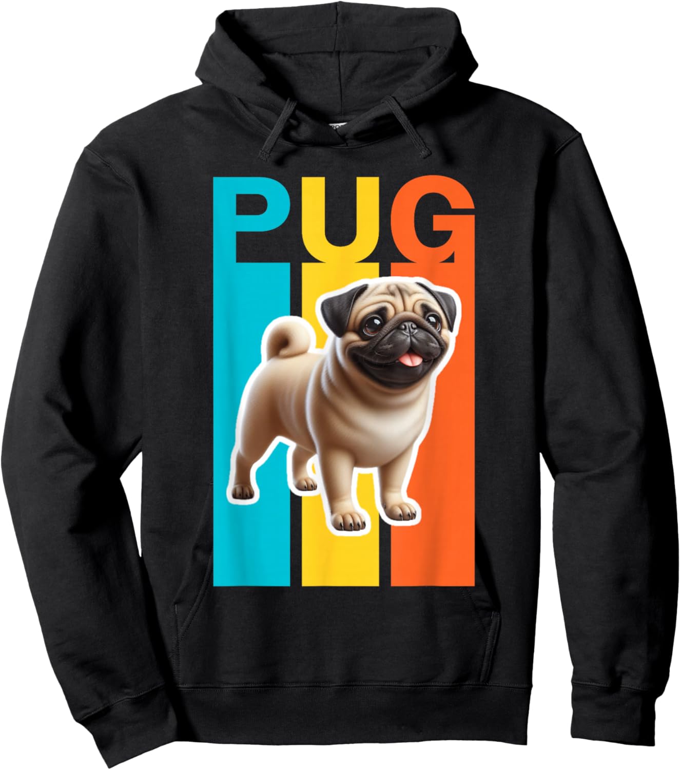 Colorful Pug Hoodie - Hoodie | Black