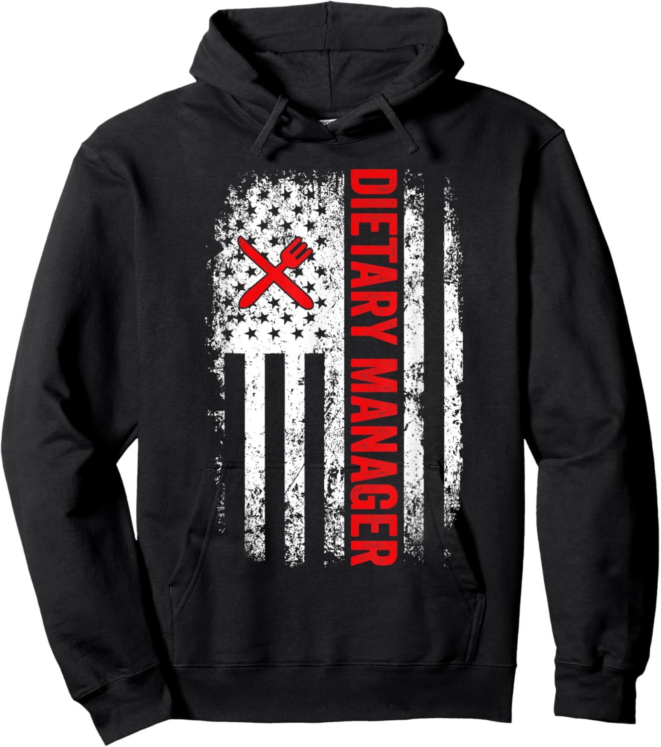 Dietary Manager Appreciation Week Healthcare American Flag Hoodie - Hoodie | Black