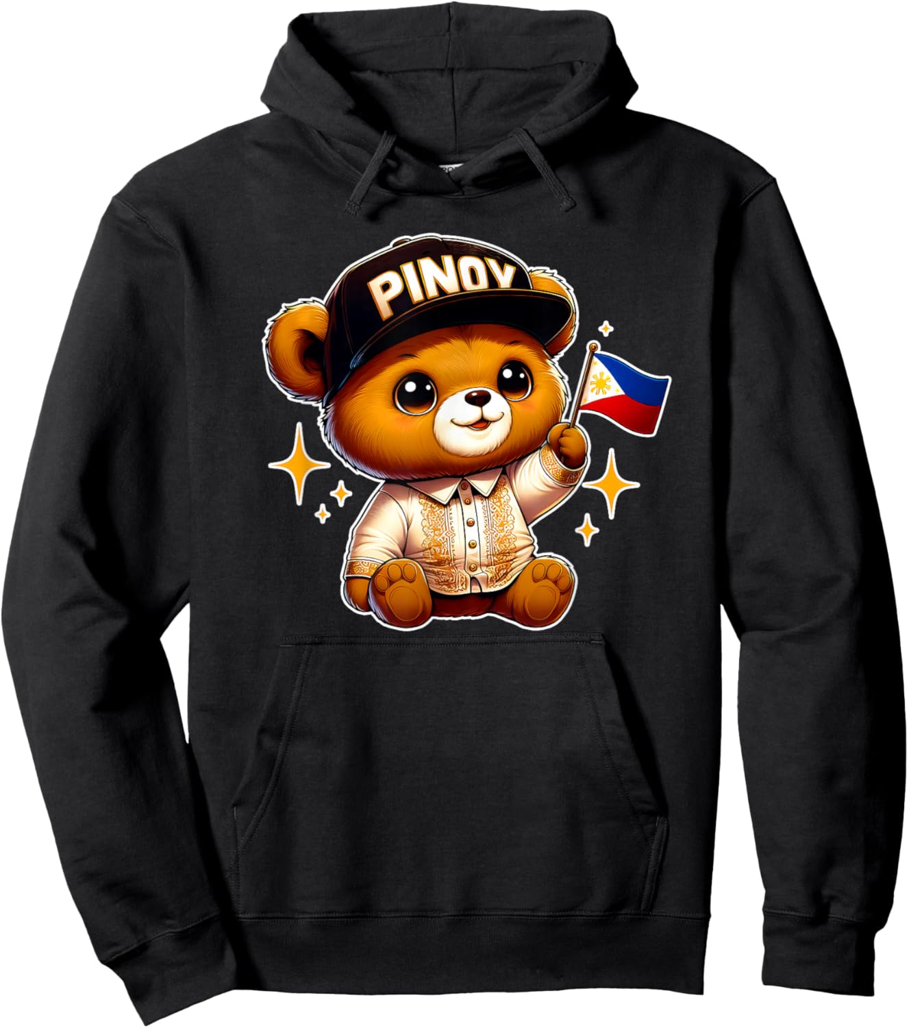 Pinoy Barong Teddy Bear Y2K Merch Philippines Flag Filipino Hoodie - Hoodie | Black