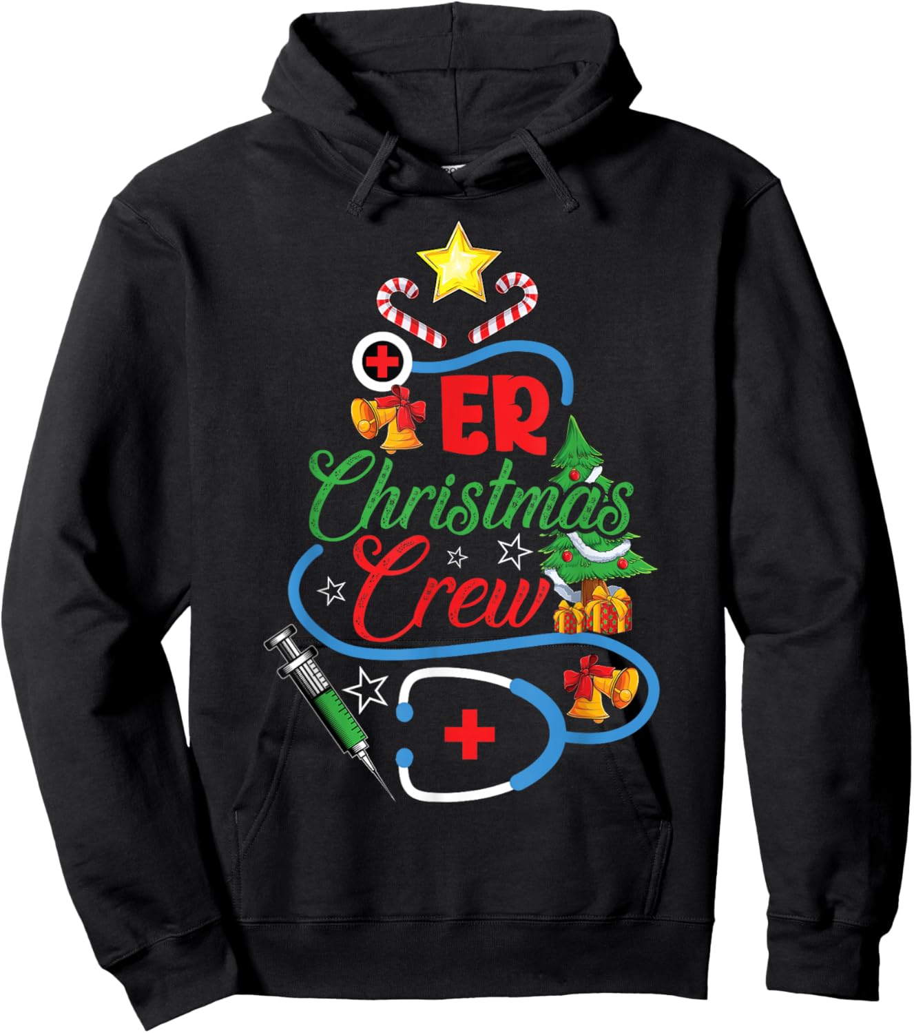 ER Christmas Crew Emergency Room Nurse Xmas Holidays Hoodie - Hoodie | Black