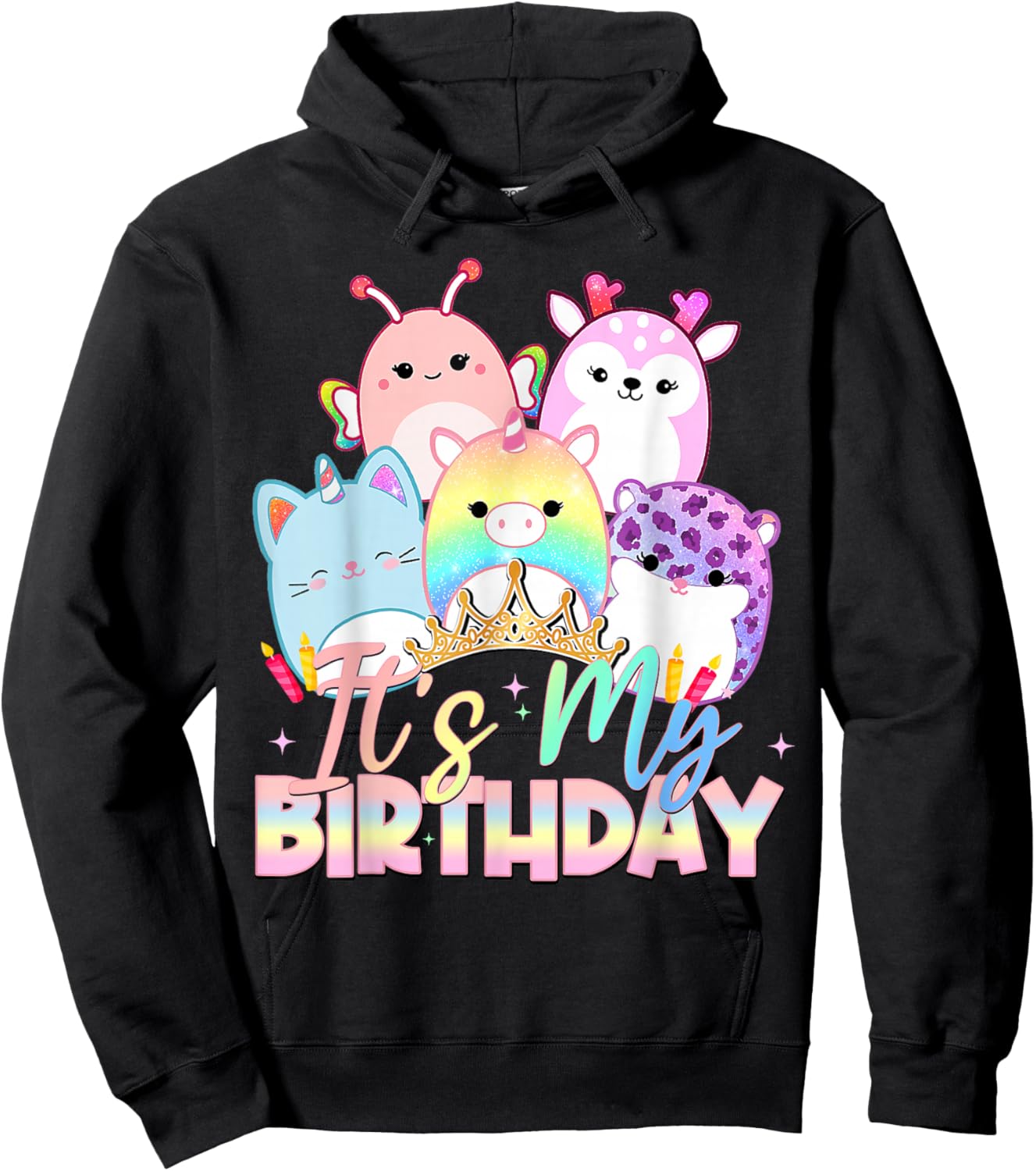 Birthday Party It's My Birthday Squish Squad Mallow Girls Hoodie - Hoodie | Black