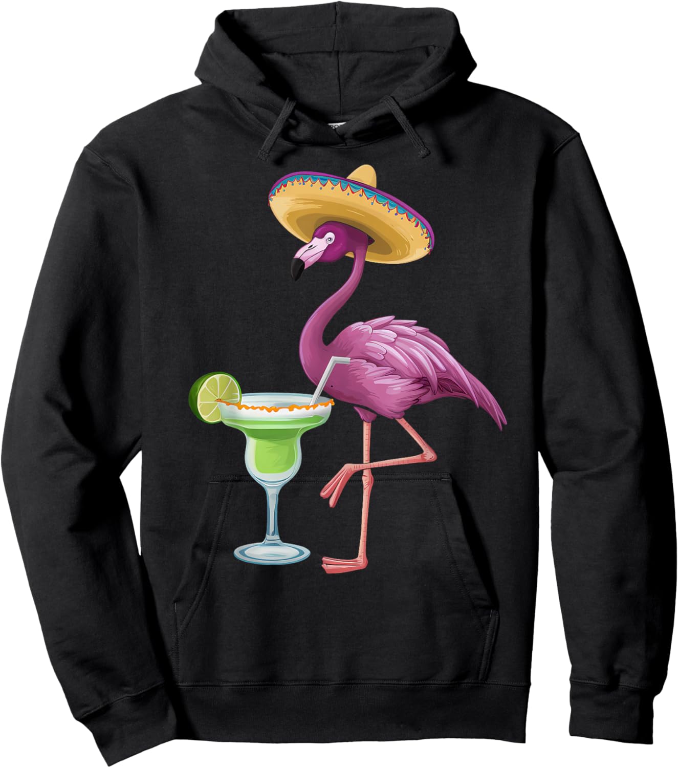 Mexican Flamingo Mexico Vacation Pink Tropical Flock 70s 80s Hoodie - Hoodie | Black