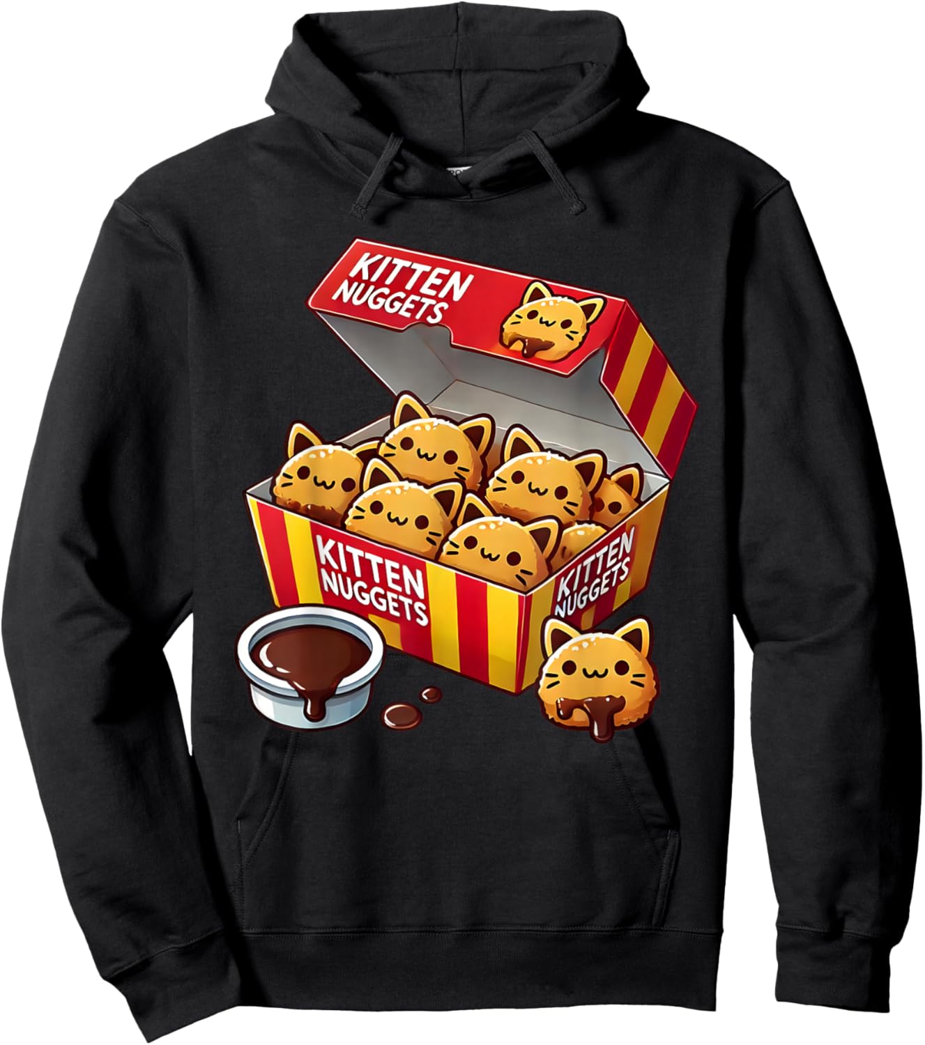 Kitten Nuggets Fast Food Parody Cat Lover Chicken Nuggets Hoodie - Hoodie | Black