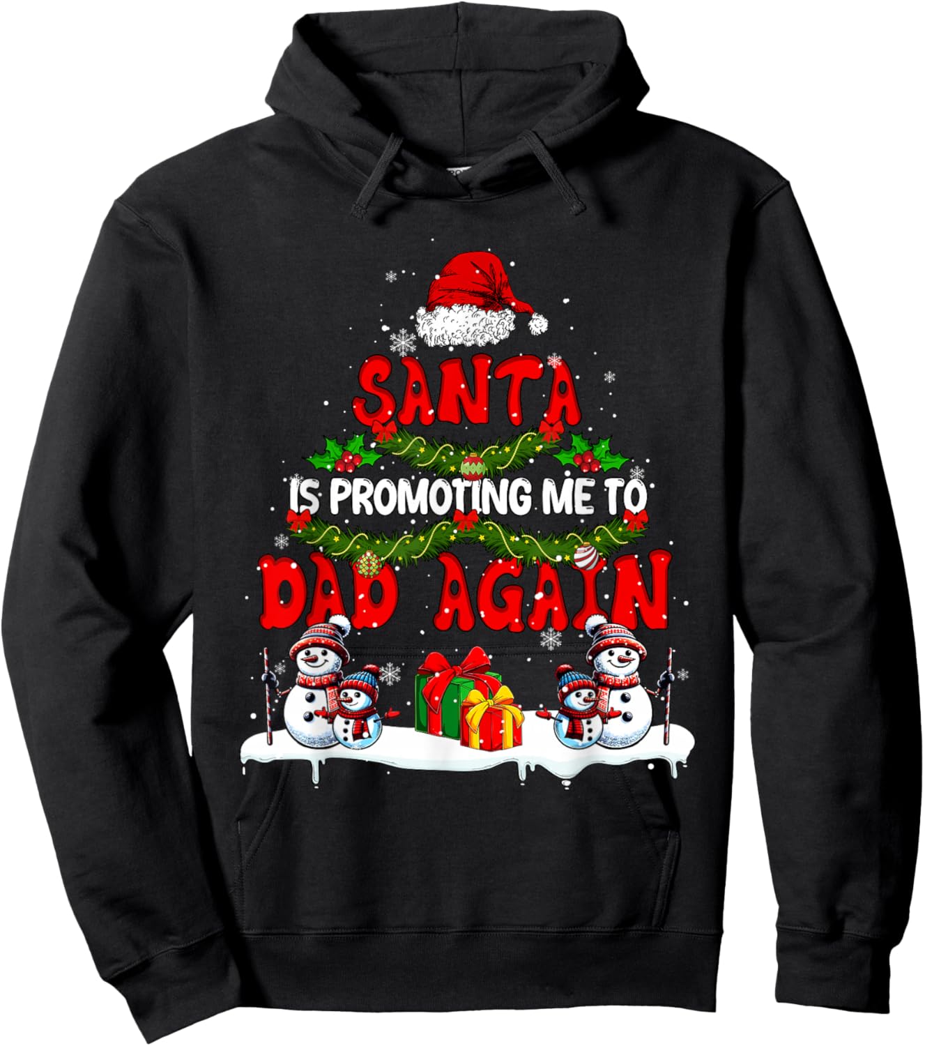 Santa Is Promoting Me To Dad Again Xmas Expecting New Baby Hoodie - Hoodie | Black