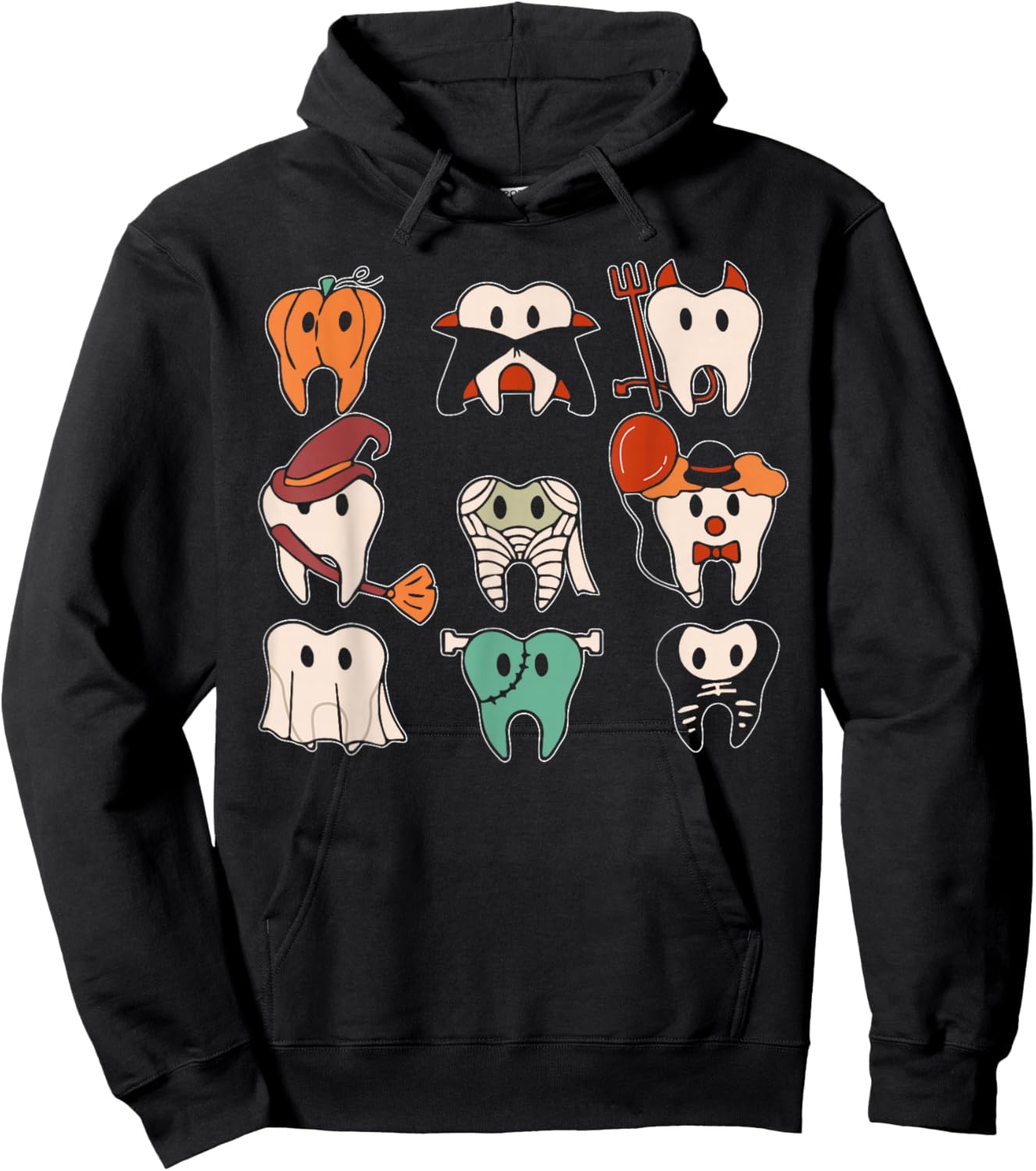Funny Halloween Teeth Ghost Dentist Dental Squad Men Women Hoodie - Hoodie | Black