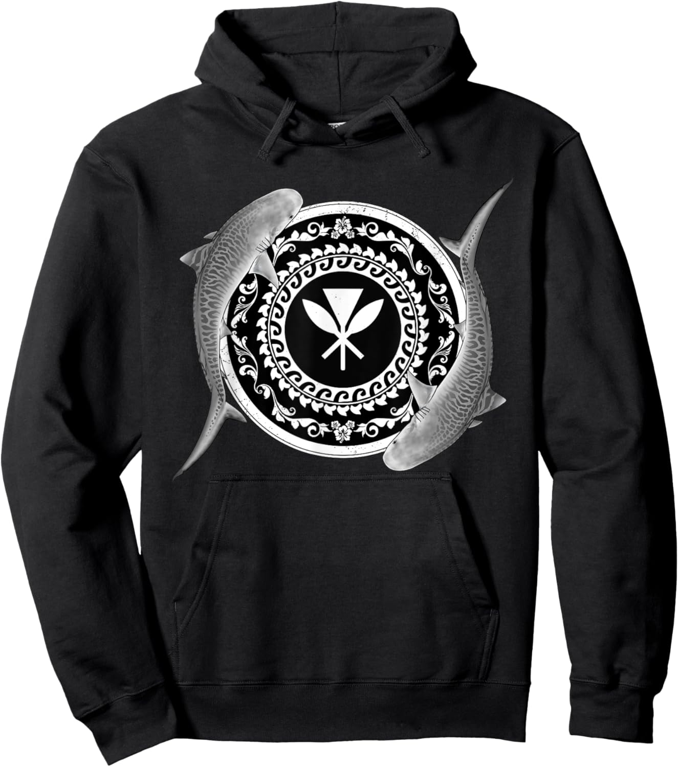 Kanaka Maoli Tiger Shark Hoodie - Hoodie | Black