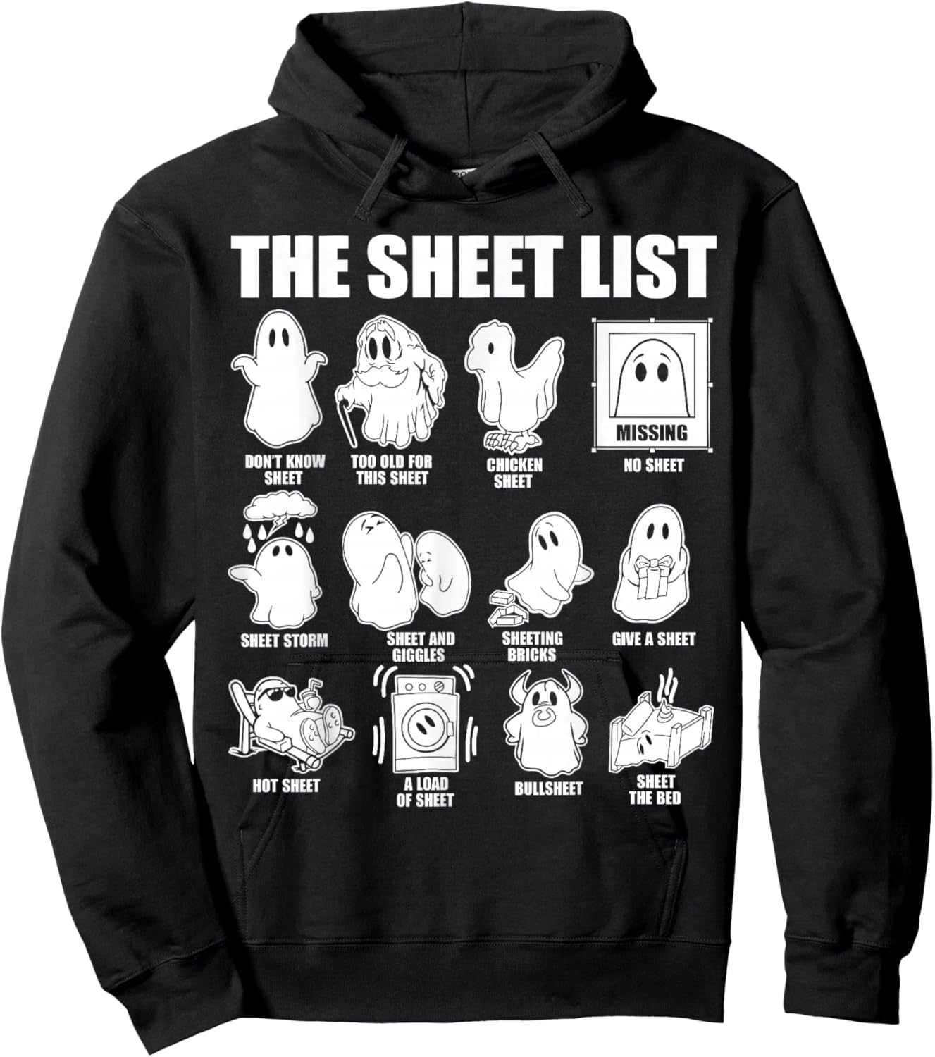 Halloween funny shirt Boo Sheet Halloween the sheet list Hoodie - Hoodie | Black