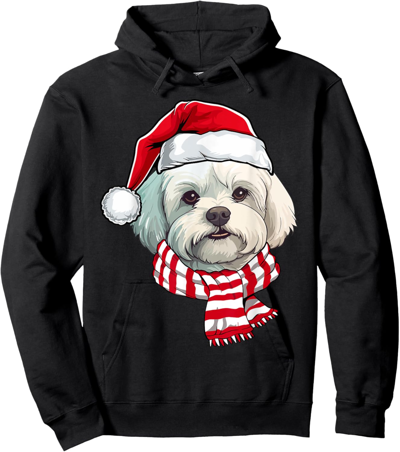 Santa Maltese Christmas Dog Lover Men Women Kids Hoodie - Hoodie | Black