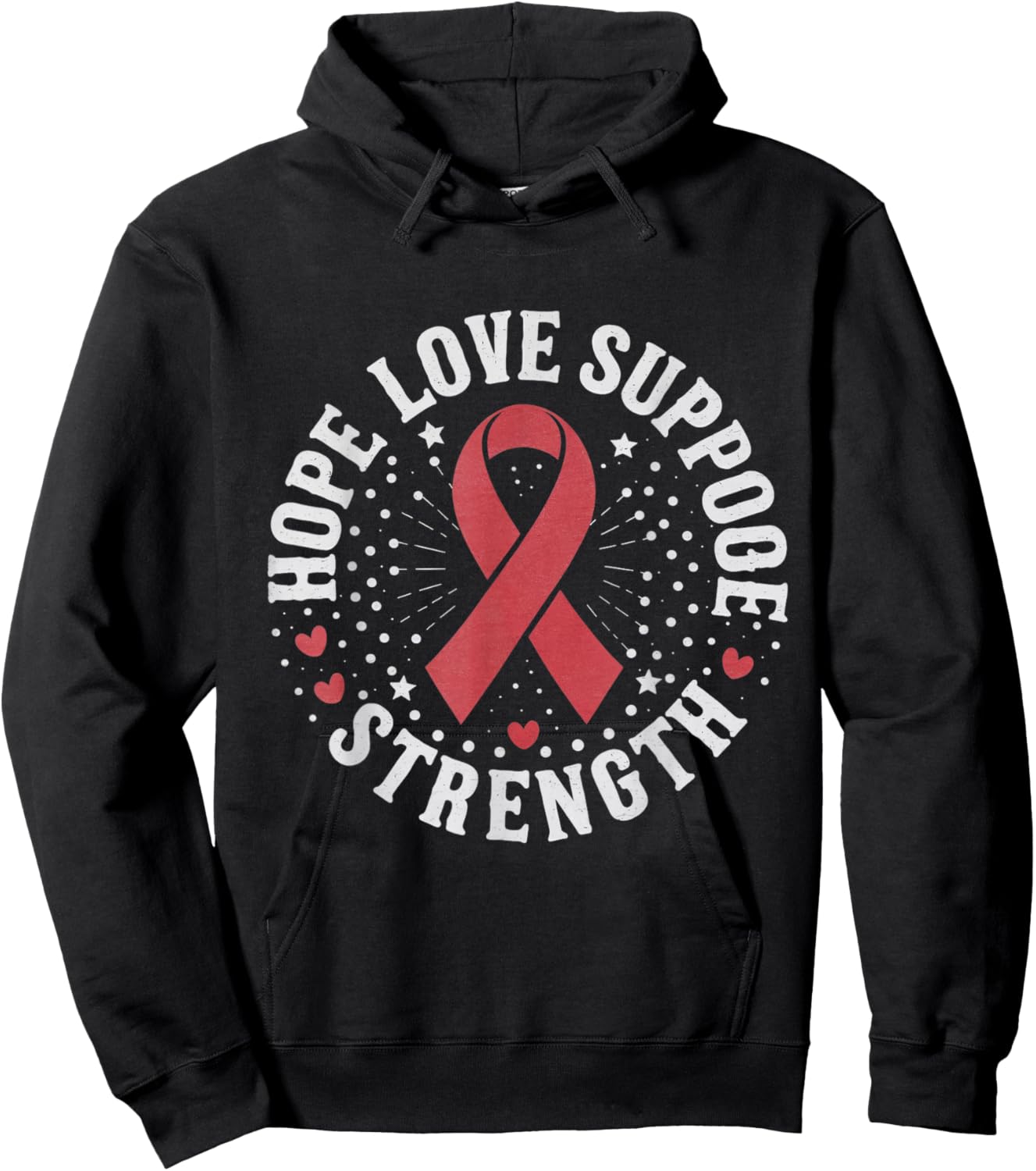 Red Ribbon Week 2024 HOPE LOVE SUPPORT Red Ribbon Week Hoodie - Hoodie | Black