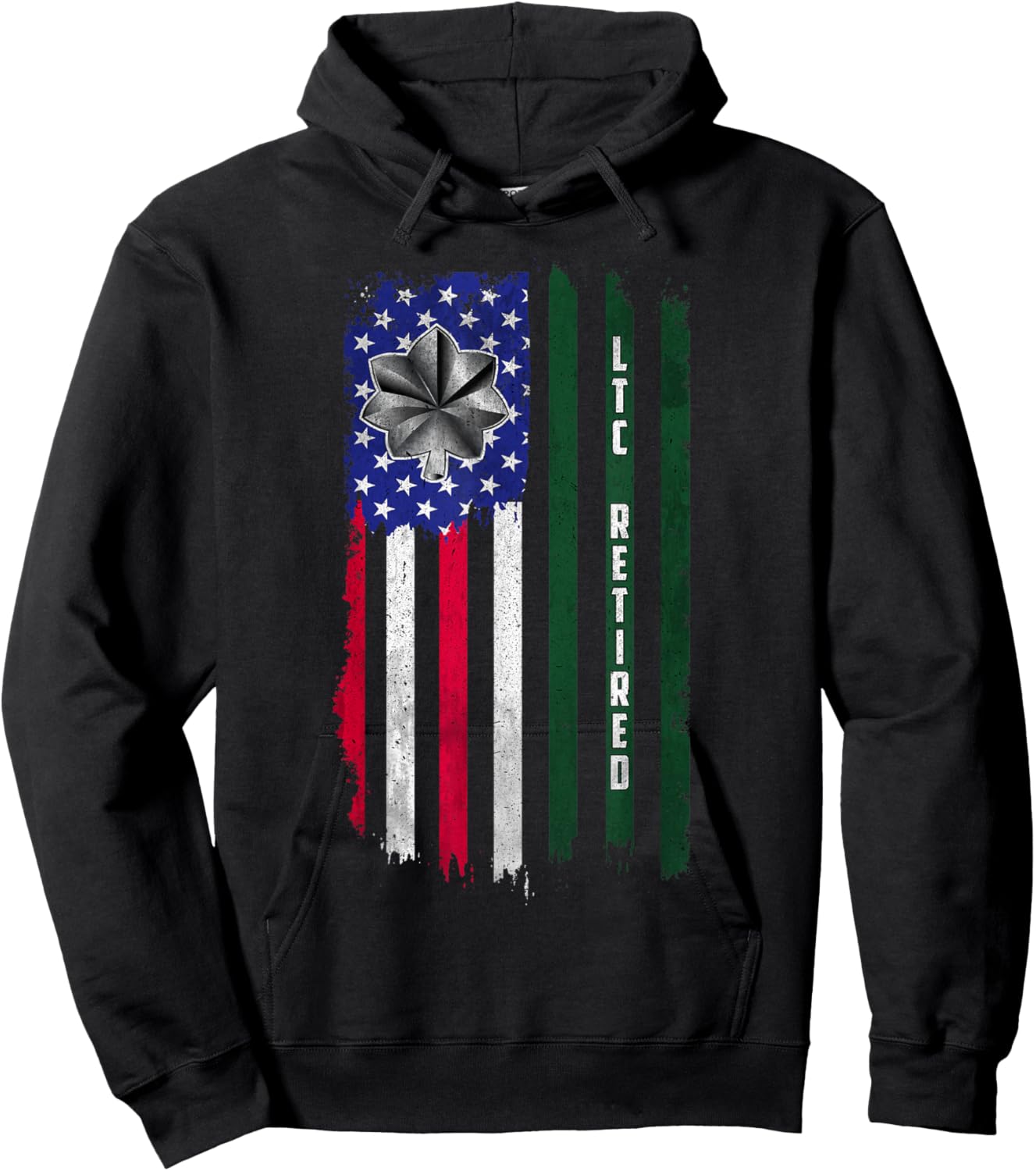 Retired O-5 Lieutenant Colonel LTC Rank American Flag Papa Hoodie - Hoodie | Black