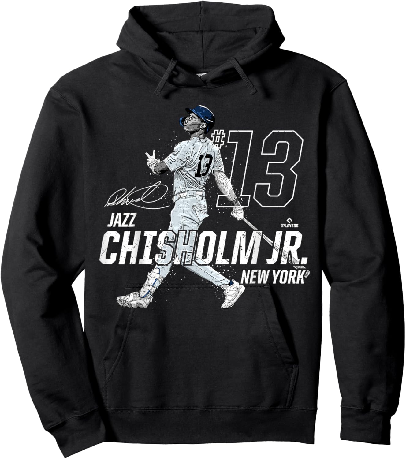 Dynamic Pose Jazz Chisholm Jr New York Baseball MLBPA Hoodie - Hoodie | Black