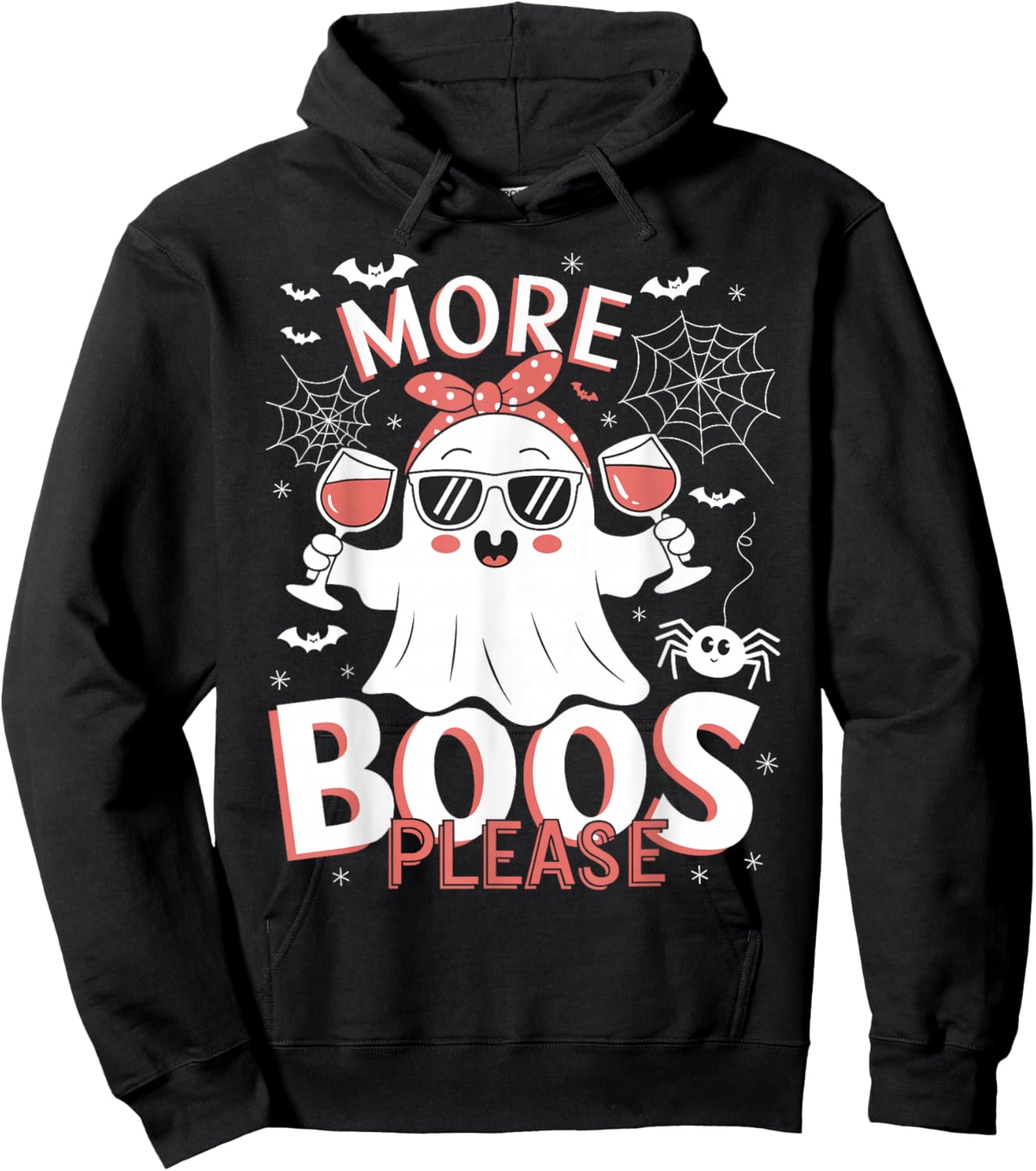 More Boos Please Ghost Wine Halloween Drinking Costume Hoodie - Hoodie | Black