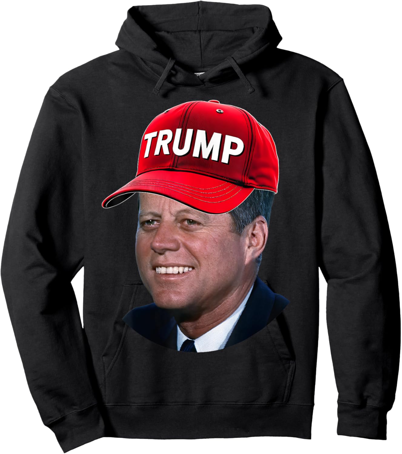 JFK Wearing Trump Hat Funny John F Kennedy Meme Graphic 2024 Hoodie - Hoodie | Black