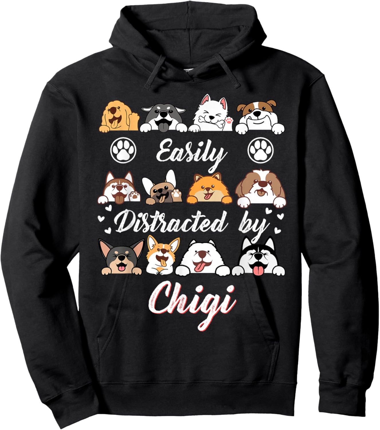 Easily Distracted by Chigi Chihuahua Mix Funny Corgi Mix Hoodie - Hoodie | Black