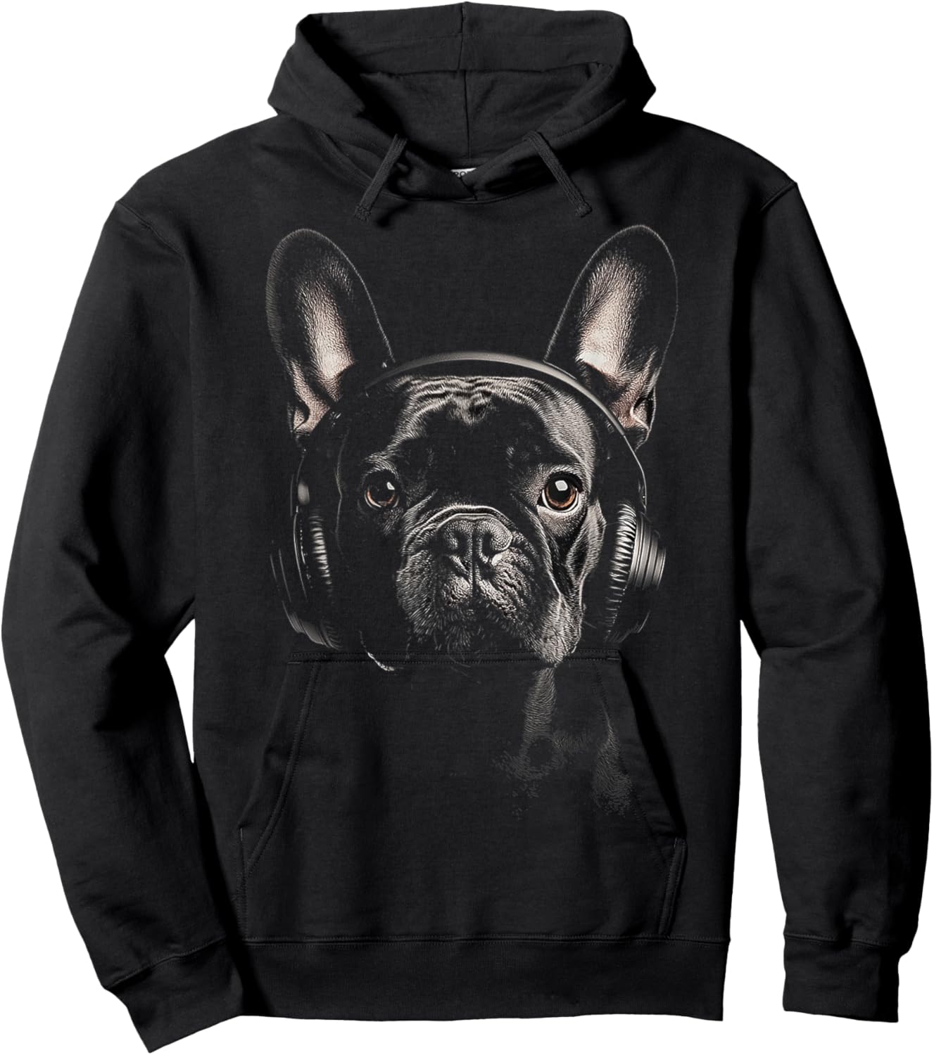 French Bulldog Dog Pet Art Music Headphone French Bulldog Women Kids Hoodie - Hoodie | Black